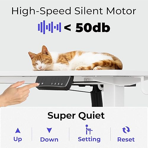 Miniatura 10 de JOISCOPE Escritorio eléctrico de altura ajustable de 55 pulgadas con doble cajón, escritorio para computadora de oficina en casa con estante de