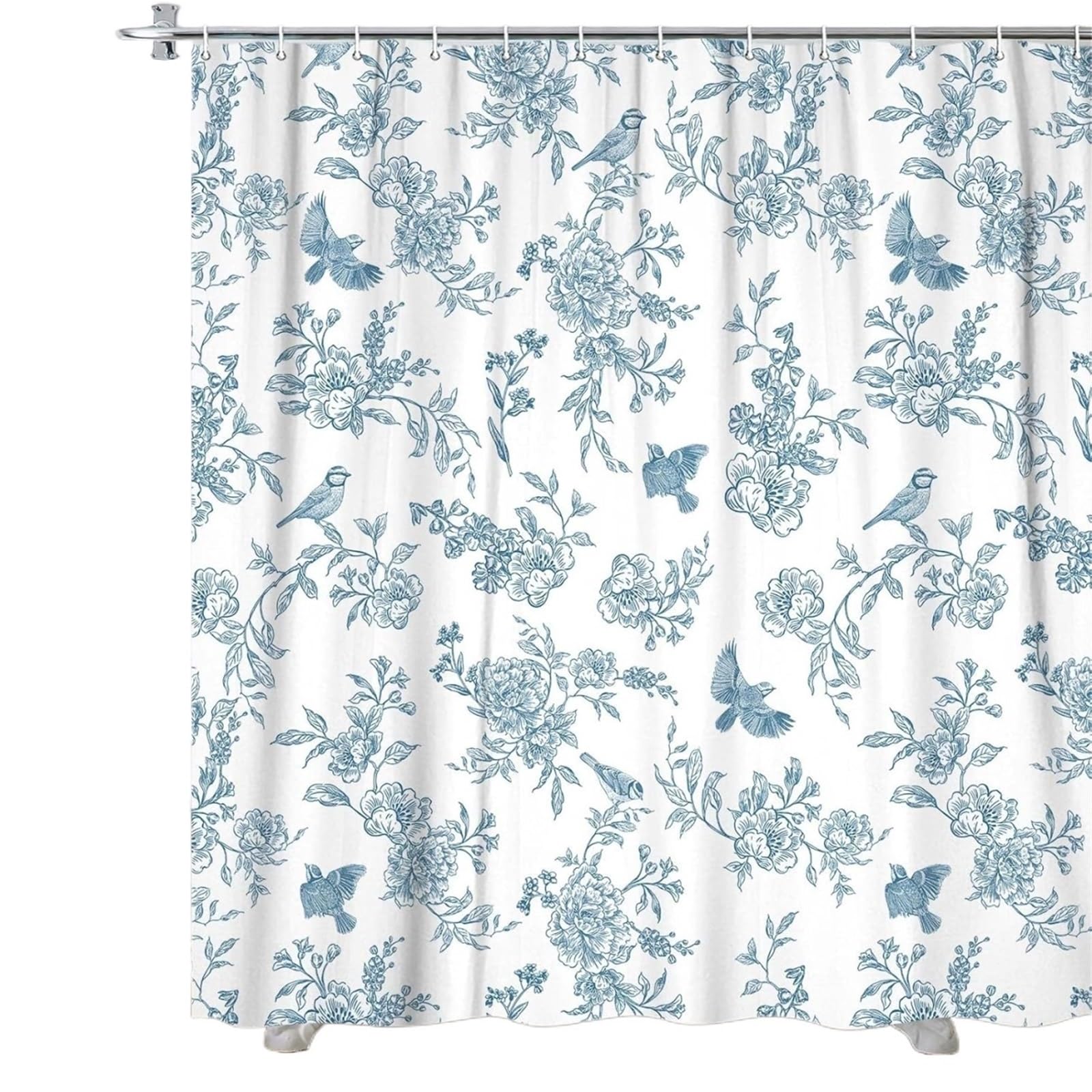 MZSKLW Shower Curtain Floral Shower Curtain Set, Vintage Retro Cottagecore Botanical Birds Blossom Flower Boho Aesthetic Fabric