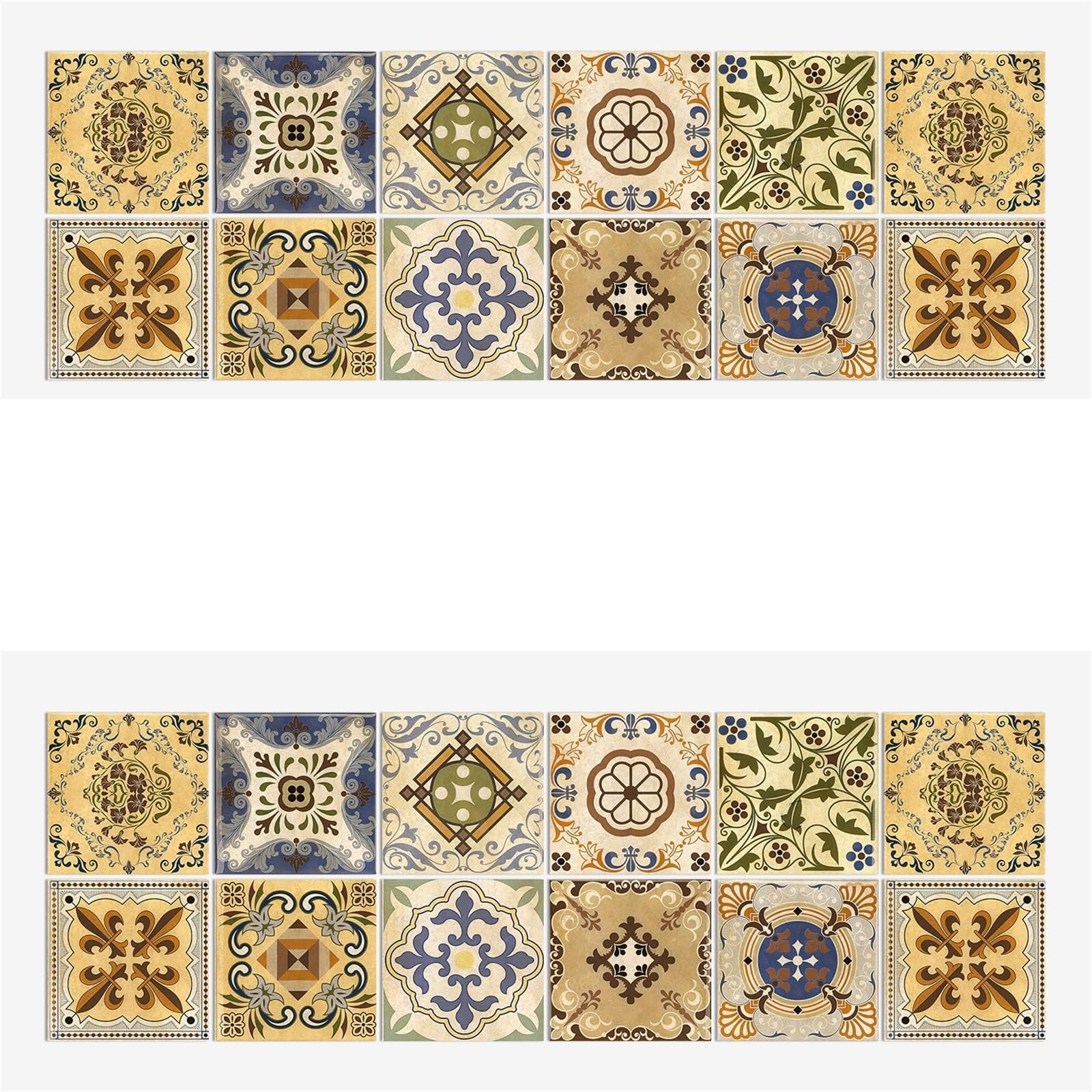 EJvkrbtx Tile Wall Stickers 24pcs Self-Adhesive Removable Multicolor 10-20cm Kitchen Bath(Color 28,20x20cmx24PCS)