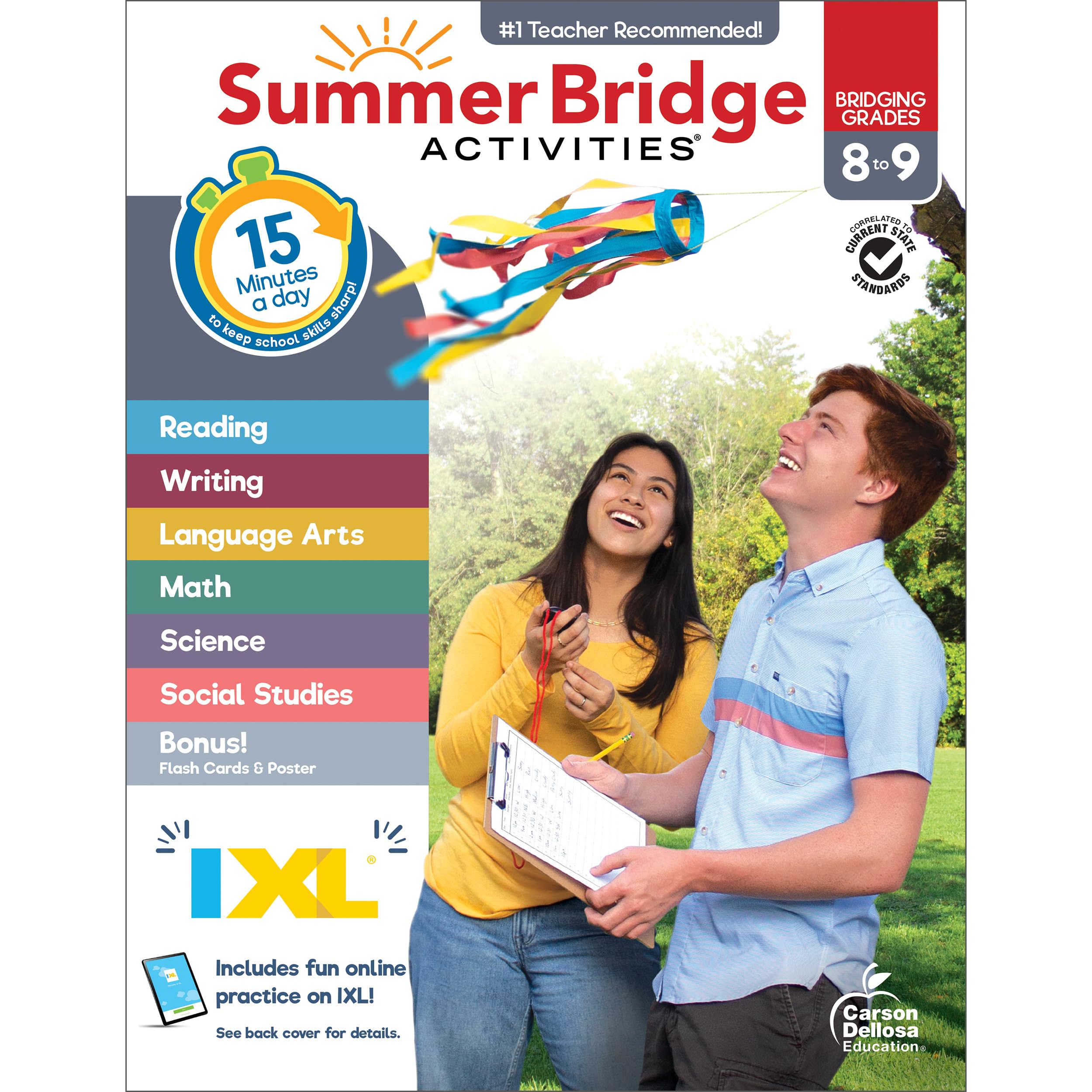 Summer Bridge Activities 8th Grade to 9th Grade Workbooks All Subjects, Math, Language Arts, Science, Social Studies, Fitness, Eighth Grade & Ninth Grade Workbook With Flash Cards, eBooks & More
