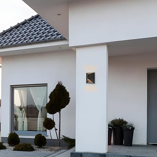 Miniatura 7 de Laplusbelle Modernas luces de pared para exteriores, lámparas LED negras de pared exterior, regulables, 10 W, 3000 K, luces de porche de patio,