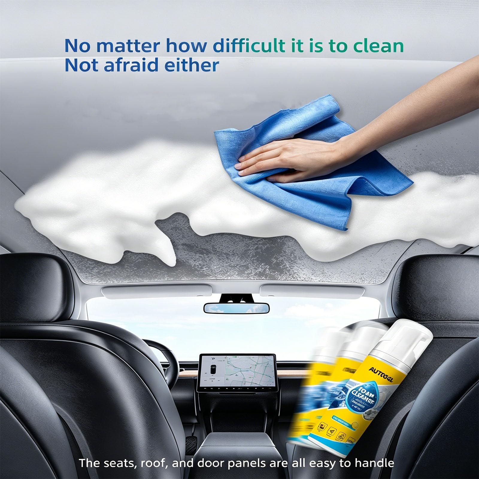 4-in-1 Multi-Enzyme Foam Cleaner 5oz, All-Purpose Deep Cleaning Spray for Car Interior, Kitchen Grease, Bathroom Tiles, Sofa Upholstery (2pcs)