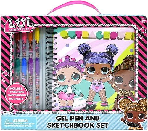 Miniatura 3 de LOL Dolls - Juego de cuaderno de bocetos para muñecas LOL con bloc de bocetos y bolígrafos de gel, pegatinas, más (LOL Dolls School Supplies )