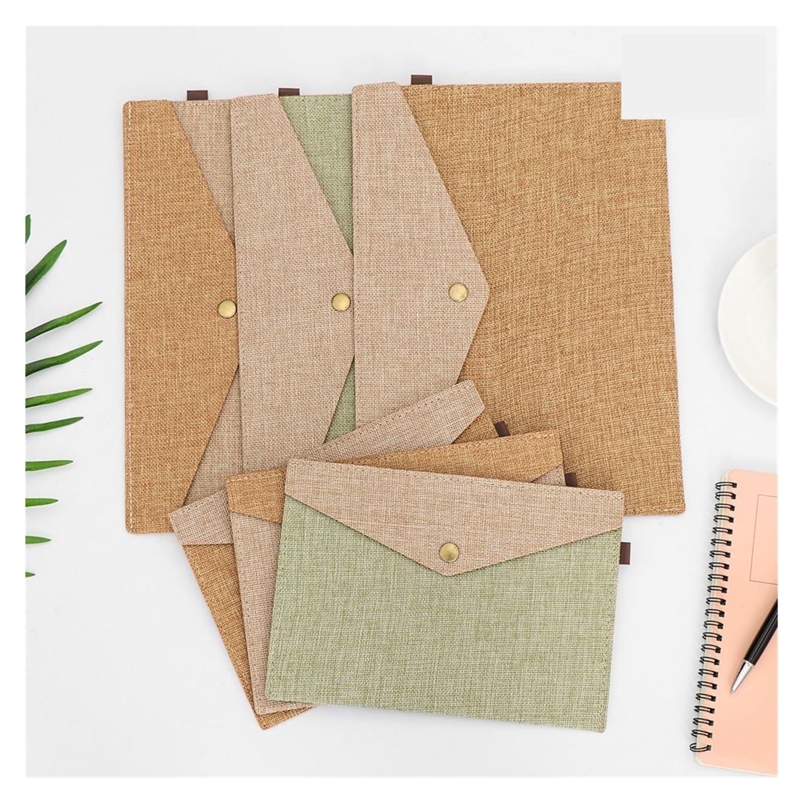 10pcs Stationery Simple Elegant Canvas Felt File Briefcase Paper Holder Document Bag Folder Per Scrivania