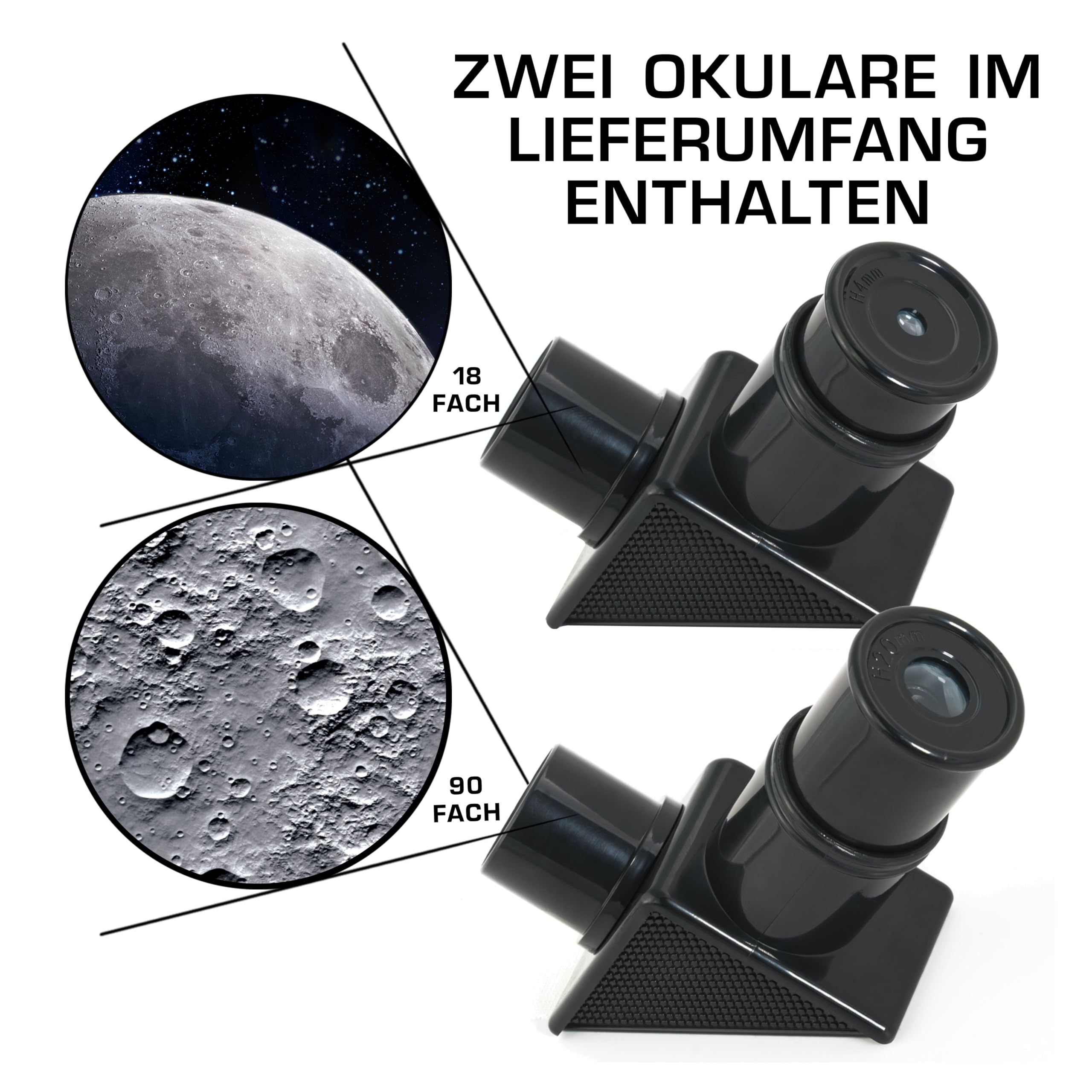 NASA Kinder-Teleskop für den Mond – 90-fache Vergrößerung, mit Zwei Okularen, Tischstativ & Sucherfernrohr, ideales Teleskop für Einsteiger in die Astronomie und Raumfahrt