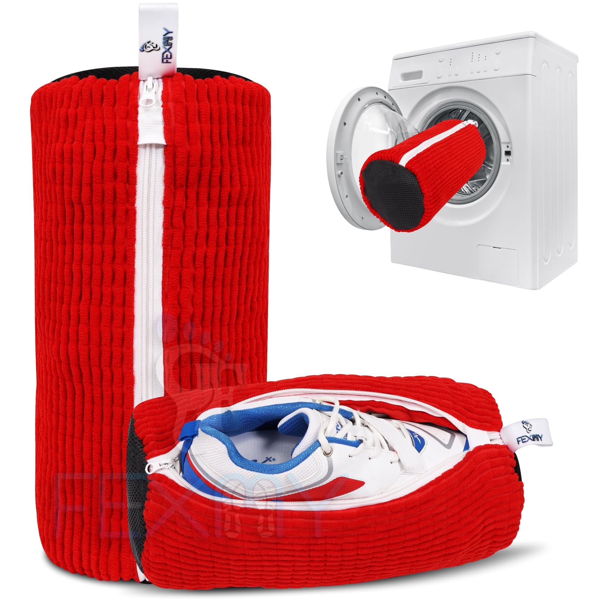 FEXMY FEXMY Shoe Washing Machine Bag – Invisible Zipper, Side Opening Laundry Bag for Washer & Dryer – Reusable Sneaker Cleaning Bag – Fits All Shoe Sizes (Red)-image-48
