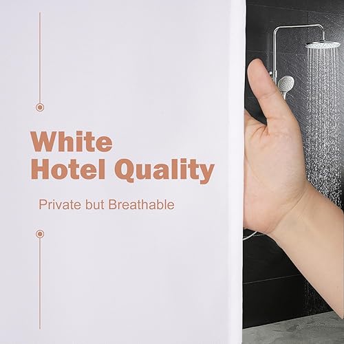 Miniatura 2 de ufriday Cortina de regadera de tela de poliéster blanco antimoho y a prueba de agua.