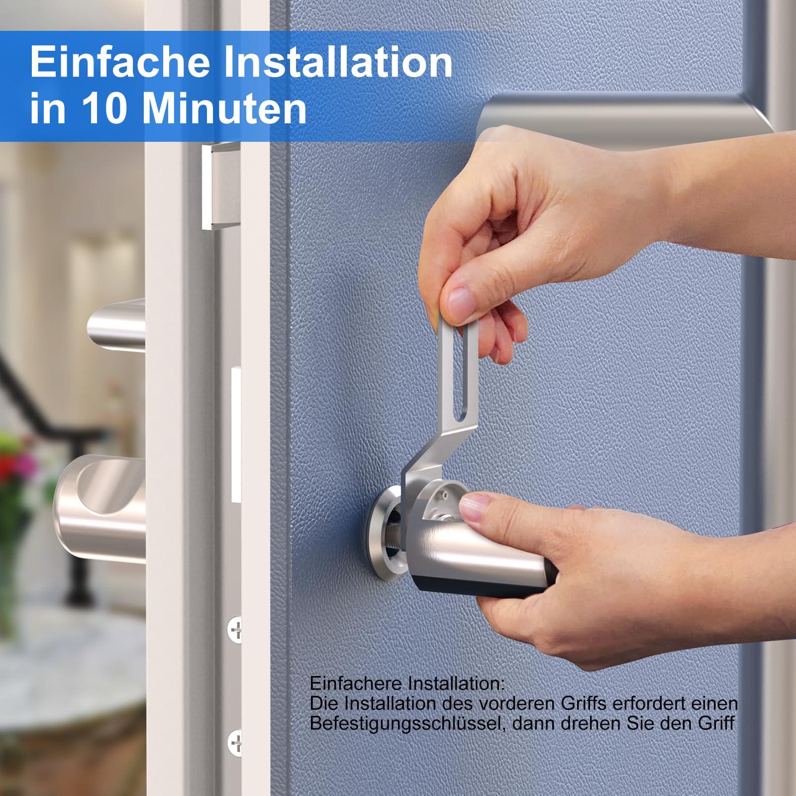 WELOCK Touch63 Fingerabdruck Türschloss Haustür Abnehmbarer Frontgriff | Elektronisches Türschloss Haustür,Fingerabdruck Schloss WI-FI,Smart Lock mit RFID-Karte BLE APP IP65 für 50-100mm Türen