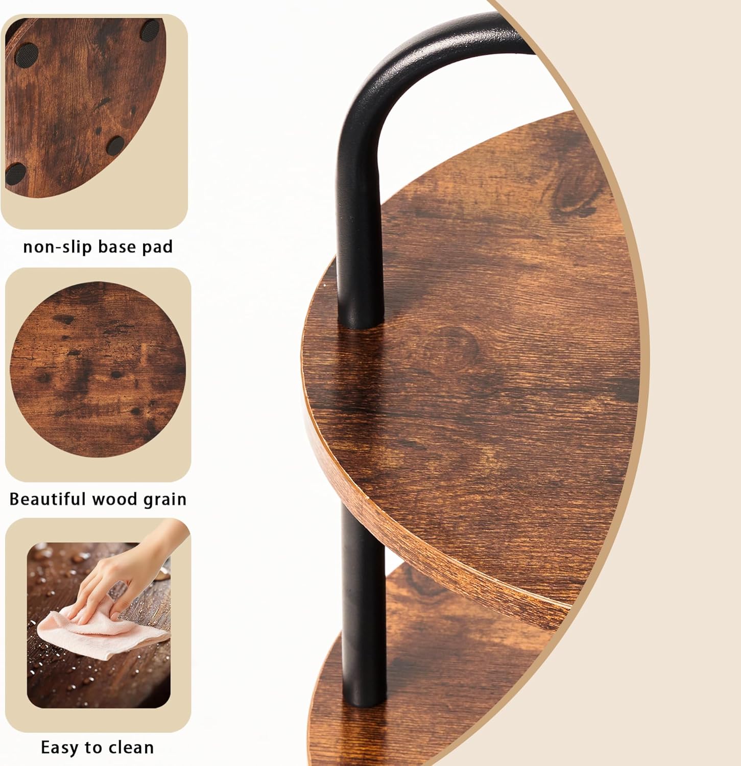 Cupcake Stand, Tower-Style for 50 Cupcakes - Large 3-Tier Dessert Table Display & Serving Tray Set, Tiered MDF Cake Stand for Wedding Birthday Baby Shower (1 Pack) - Image 4