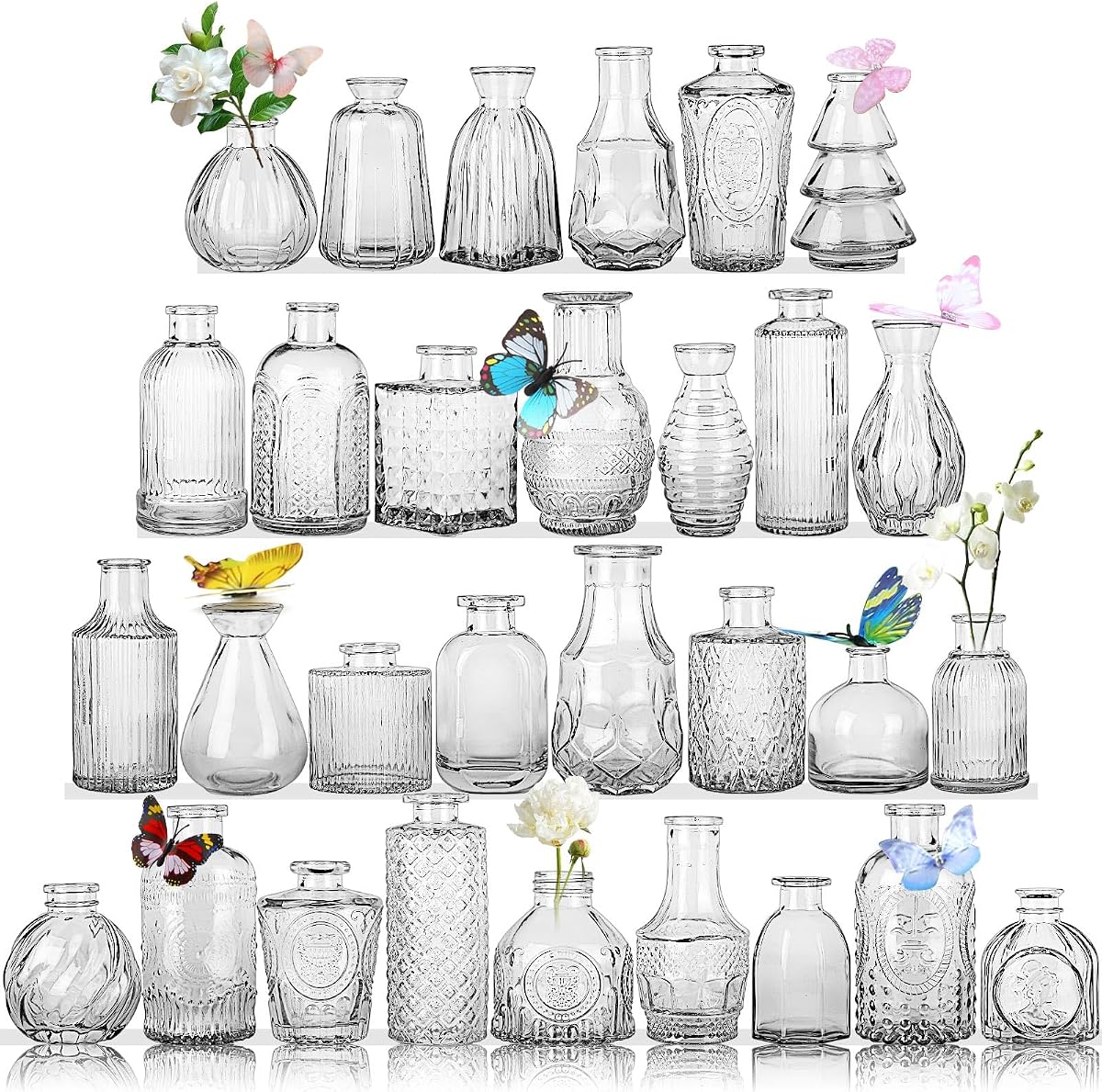 Glass Bud Vases in Bulk Set of 30 Pcs,Small Glass Vases for Flowers as Wedding Centerpieces for Tables,Clear Flower Vases Suitble for Wedding Decorations,Christmas Home Decor (Clear, 30 pcs)