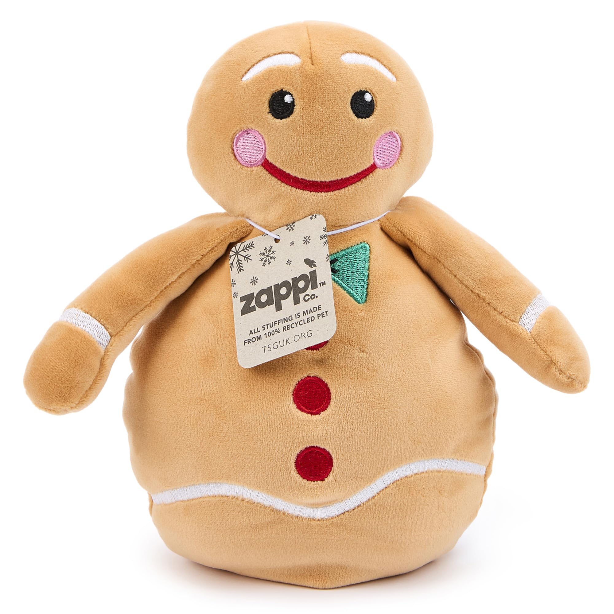 Zappi Co Gingerbread Man Plush Toy, Soft and Cuddly Christmas Gingerbread Man Decoration (25cm height)
