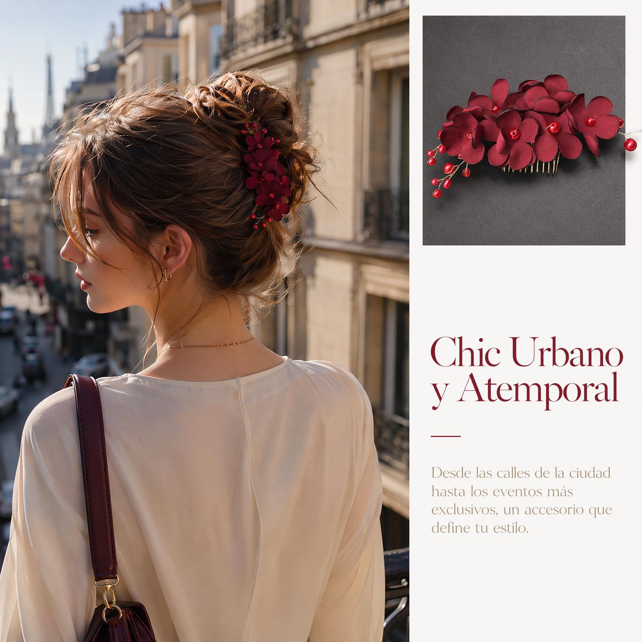 Beavorty Peinetas Para El Pelo Nupciales Con Flores Rojas Peine Lateral Ligero Accesorio Para Novias Damas De En Bodas Eventos