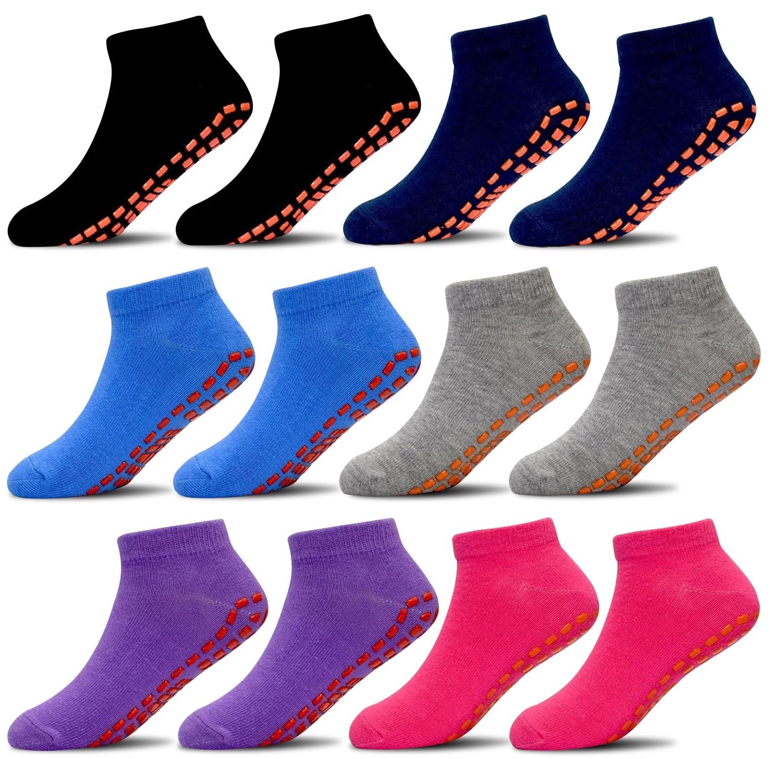ARERWA Antirutschsocken Kinder Trampolin Socken 6 Paar Stoppersocken Kinder Yoga Socken für 2-13 Jahre Jungen Mädchen