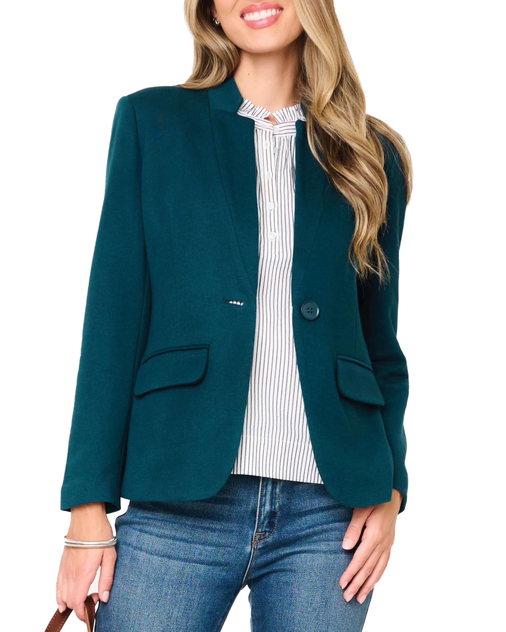 GIBSONLOOK Women Notch Collar Blazer Open Front Knit Jacket for Office Business Casual Outfit for Women