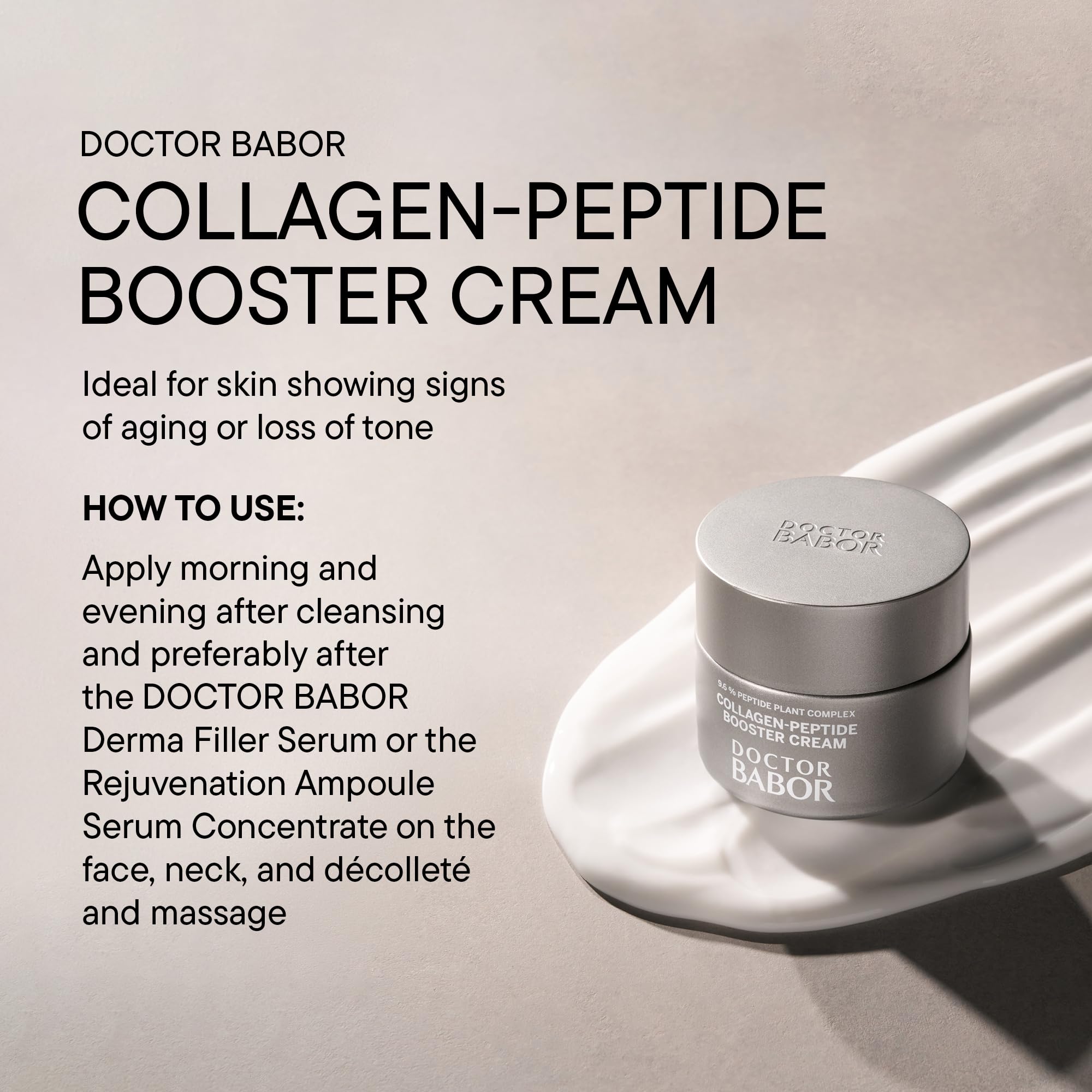 BABOR Collagen Peptide Booster Cream | Firming & Plumping Face Moisturizer | Visibly Reduces the Appearance of Wrinkles on Face & Neck, Hyaluronic Acid & Squalene | Day & Night Use | 1.69 oz
