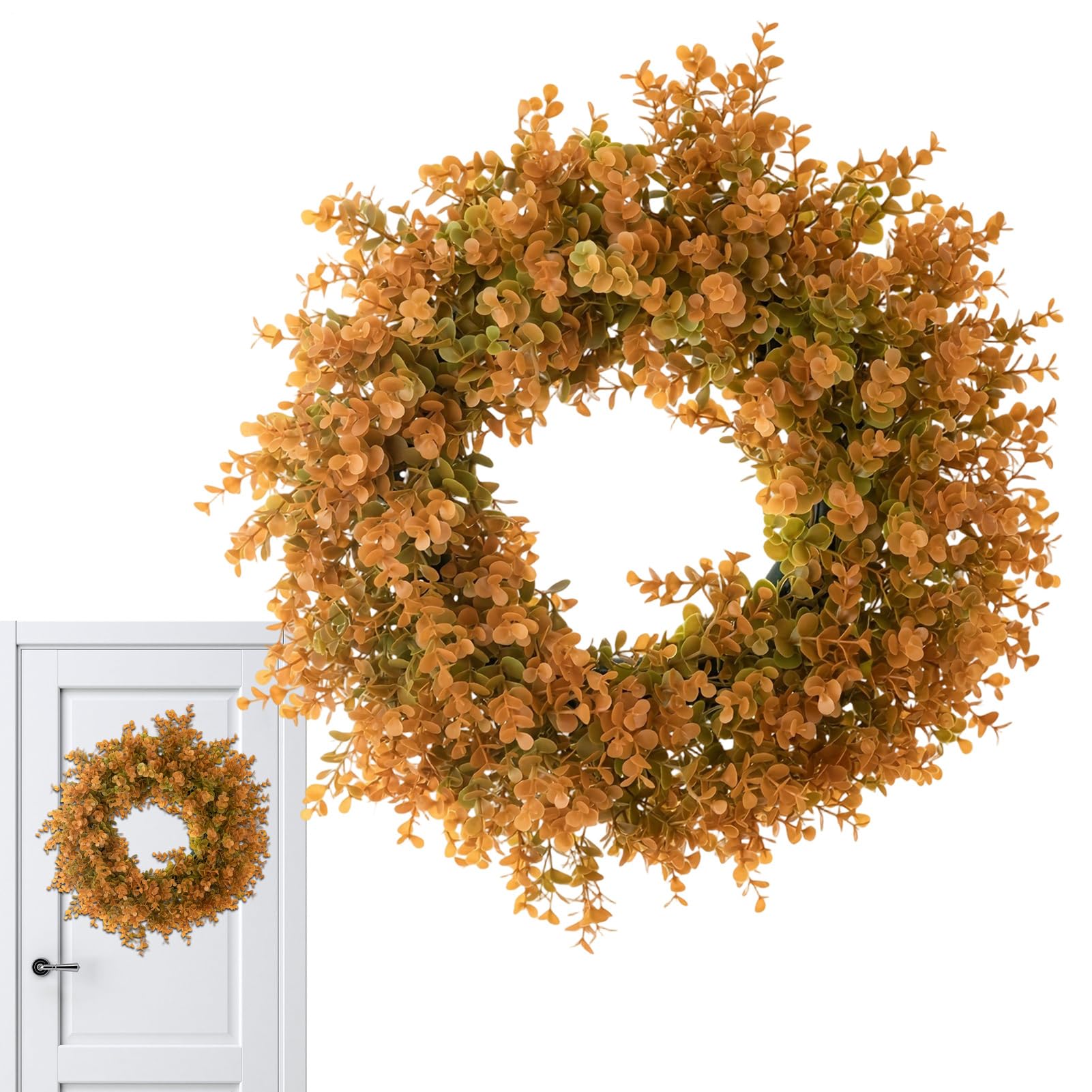 Corona de otoño para exterior de 38 cm con hojas para decorar paredes y bodas en Acción de Gracias