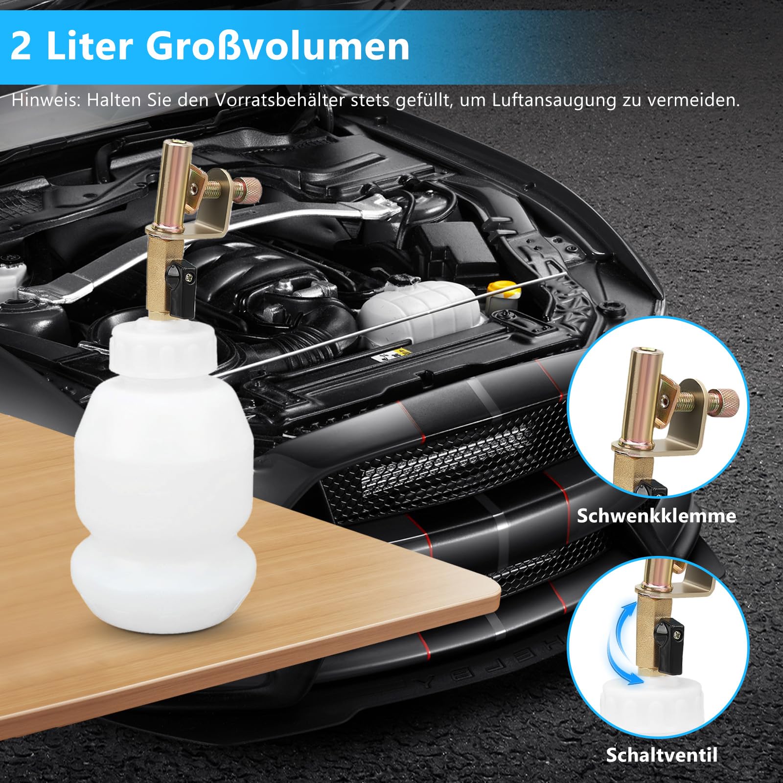 Dispositivo de purga de frenos de aire comprimido de 3 litros, con botella de recarga de 1 l y 16 adaptadores, purgador de frenos neumático, juego para coche y moto, bomba de vacío
