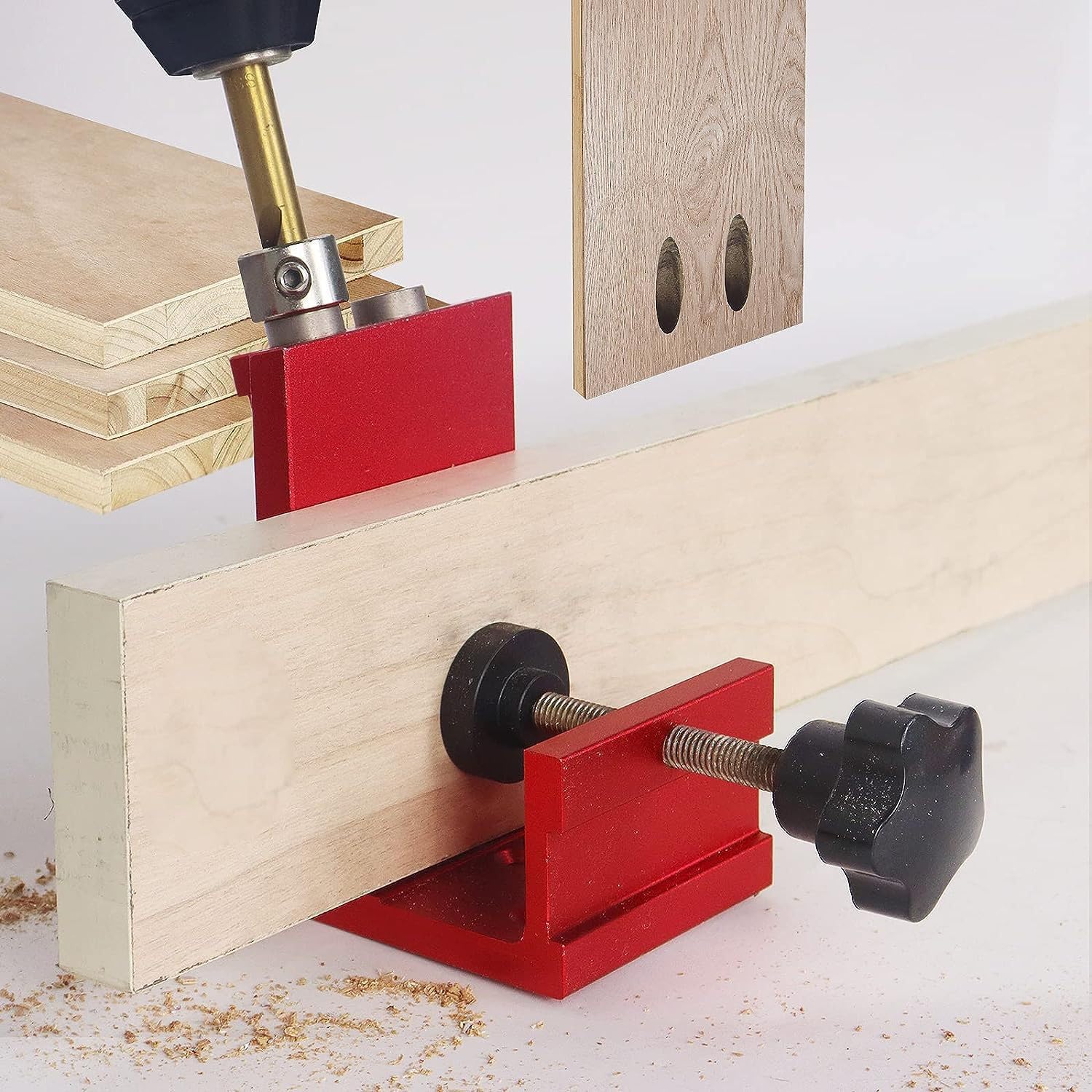 Schrägloch Bohrschablone, Pocket Hole Jig - Holzbearbeitung Schräglochpositionierer, Taschenloch Bohrschablone TOOSOAR Schräglochbohrer Bohrerpositionierer