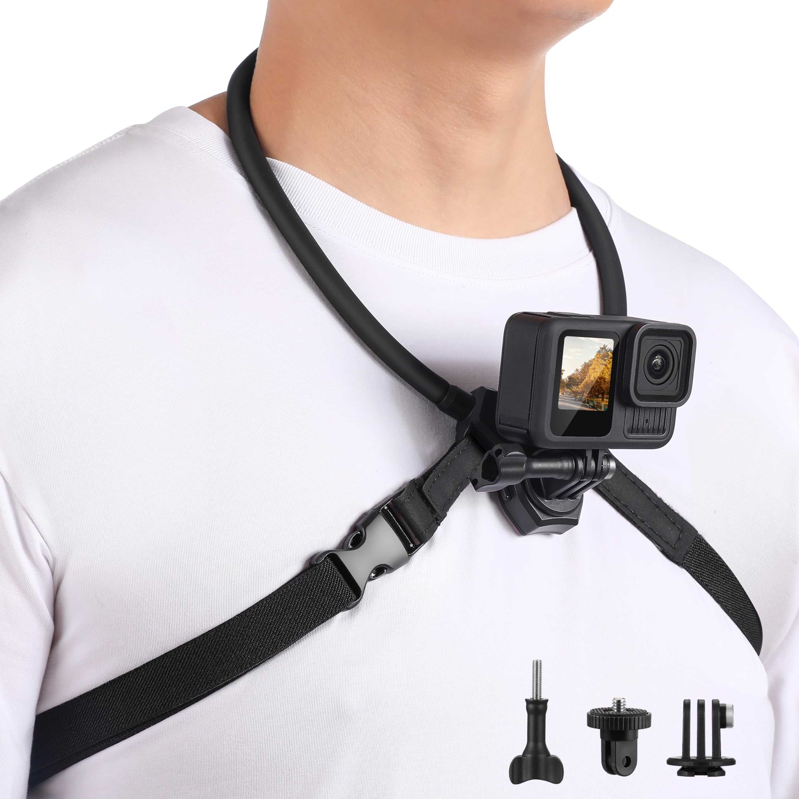 Neck Mount CapLock POV for Gopro Hero 13/12/11/10, Adjustable Chest Strap Hand Free Video Vlog Necklace Lanyard Holder for DJI OSMO Action 5 Pro/4/3, for Insta360 X5 X4 Accessories-image-48