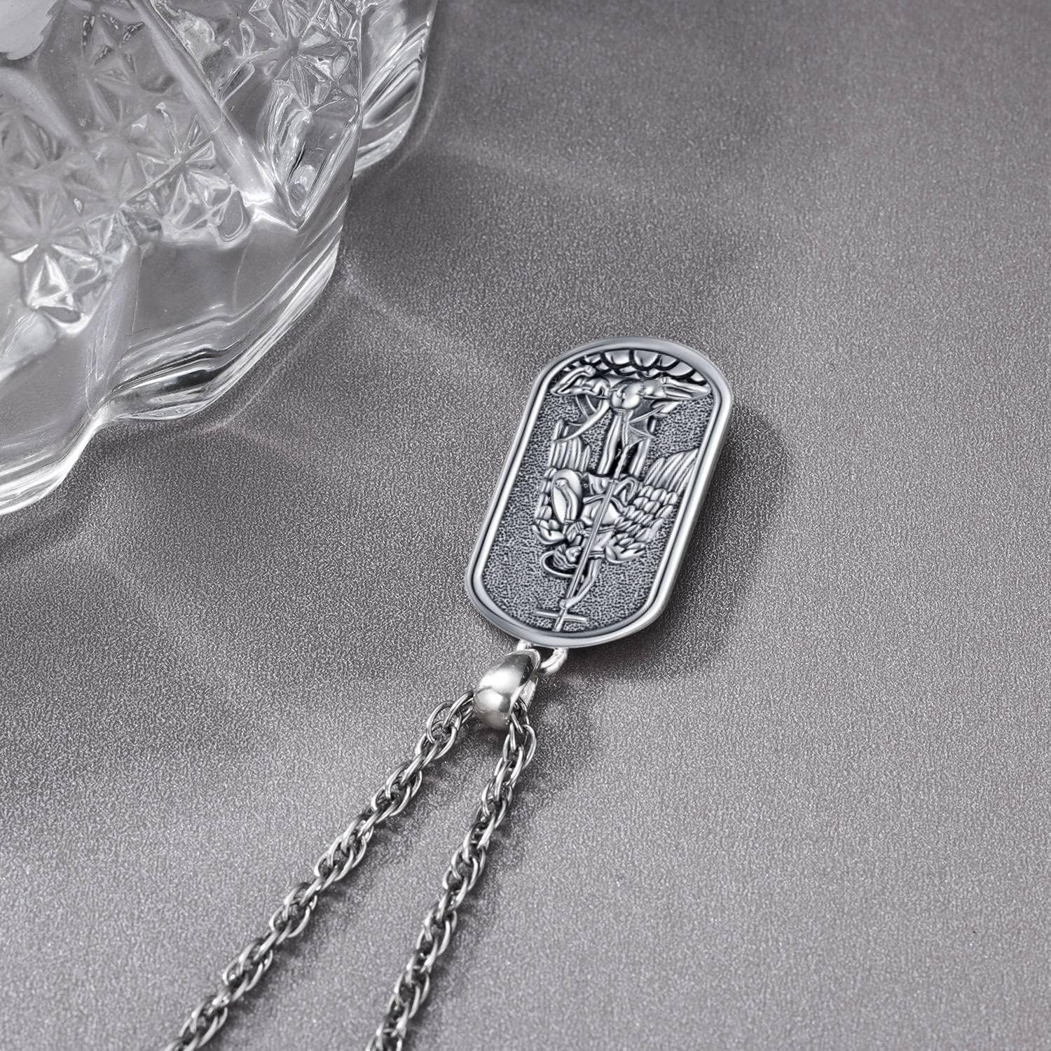 Odinstone 925 Sterling Silver St Michael/St Christopher/St Benedict/Jesus Crucifix/St Uriel/Archangel Raphael Medal Necklace for Men Women Religious Amulets Jewelry Gifts - Image 3