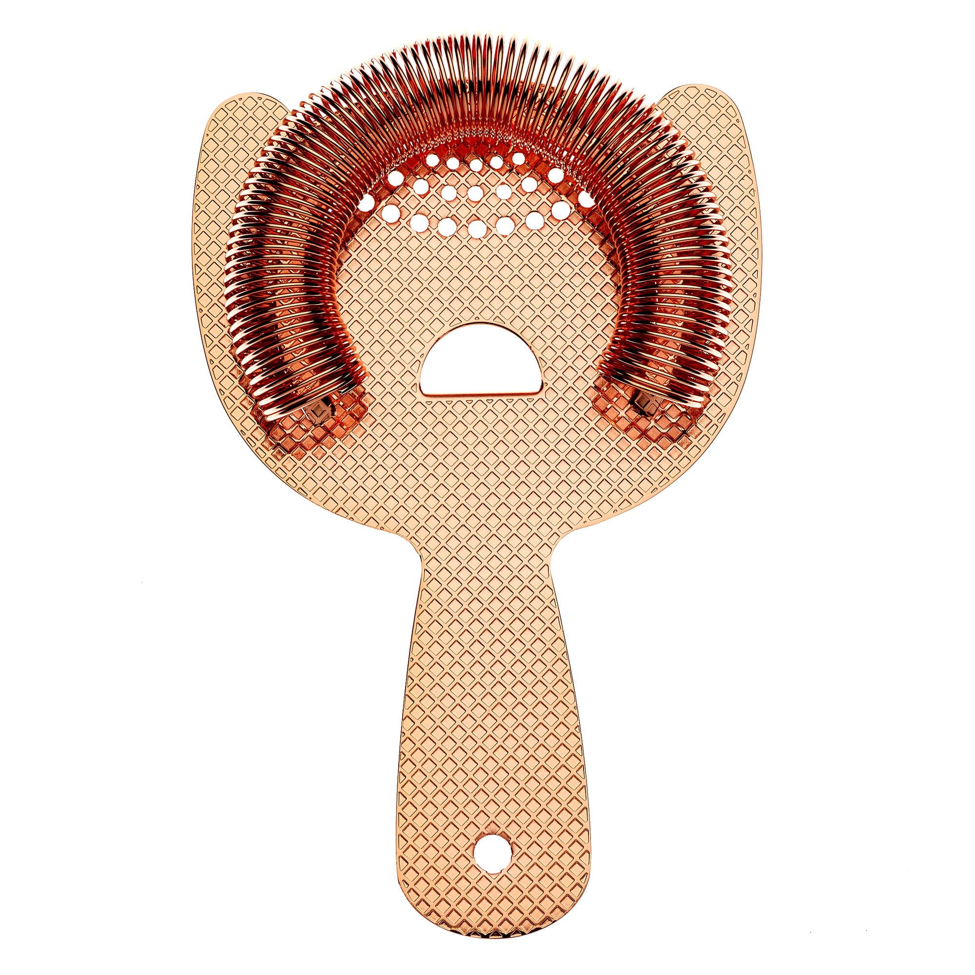 Barfly M37203CP Heavy Duty Spring Bar Strainer Copper Plated-Diamond Lattice, Modern
