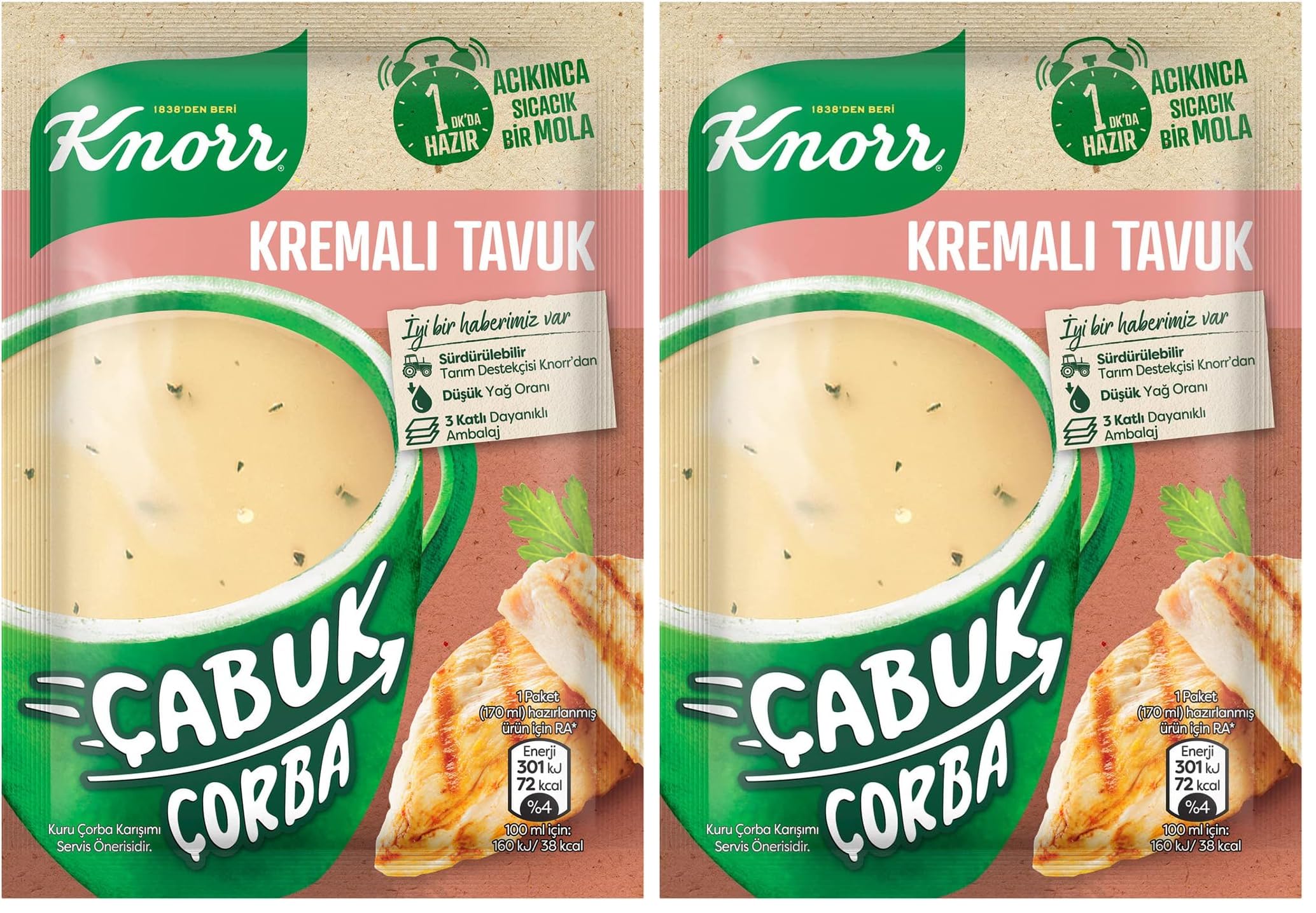 Knorr Çabuk Çorba Kremalı Tavuk 18 g (2 paketi)