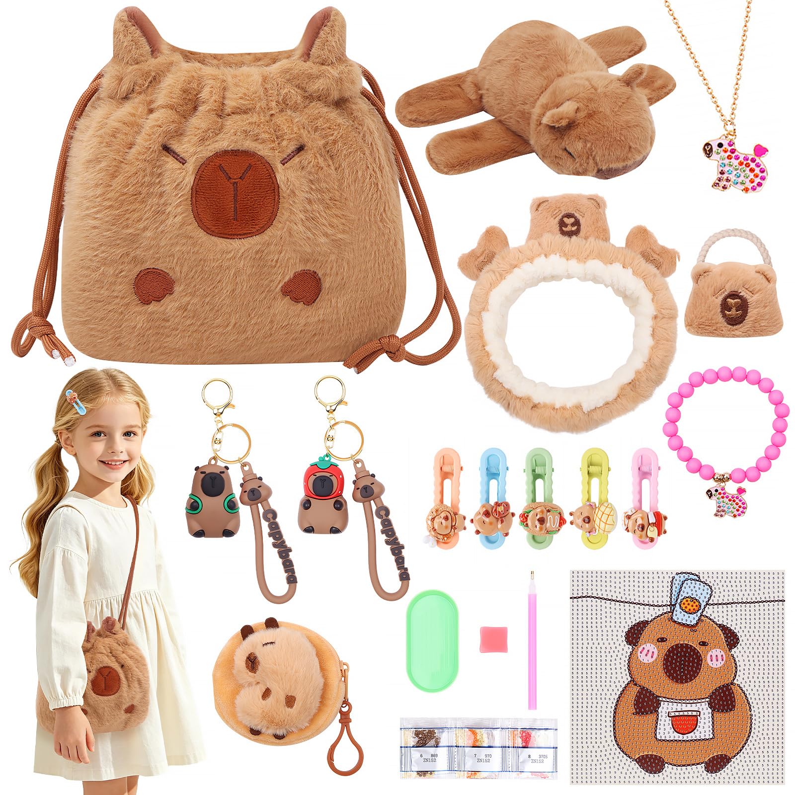 15PCS Capybara Gifts for Girls Age 7 8 9 11 Party Bags Capybara Plush Toys