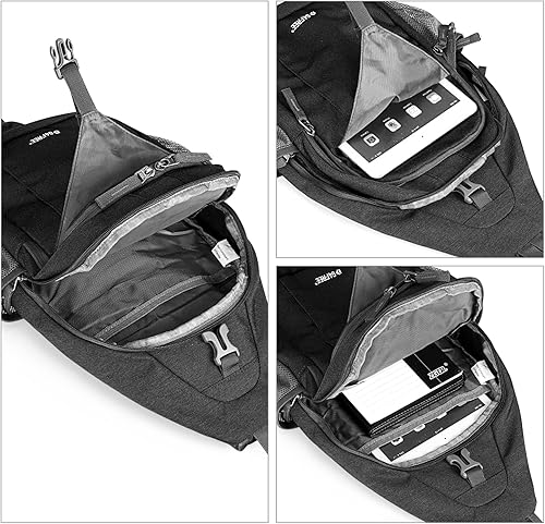 Miniatura 9 de G4Free Bolsa Bandolera con Bloqueo RFID Mochila Bandolera Cruzada Bolsa de Pecho Mochila de Día para Senderismo Viaje (Negro)