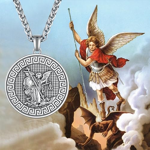 Miniatura 2 de Collar de San Miguel para hombre, plata de ley 925, colgante de San Miguel con amuleto de medalla de protección religiosa, regalos para hombres,