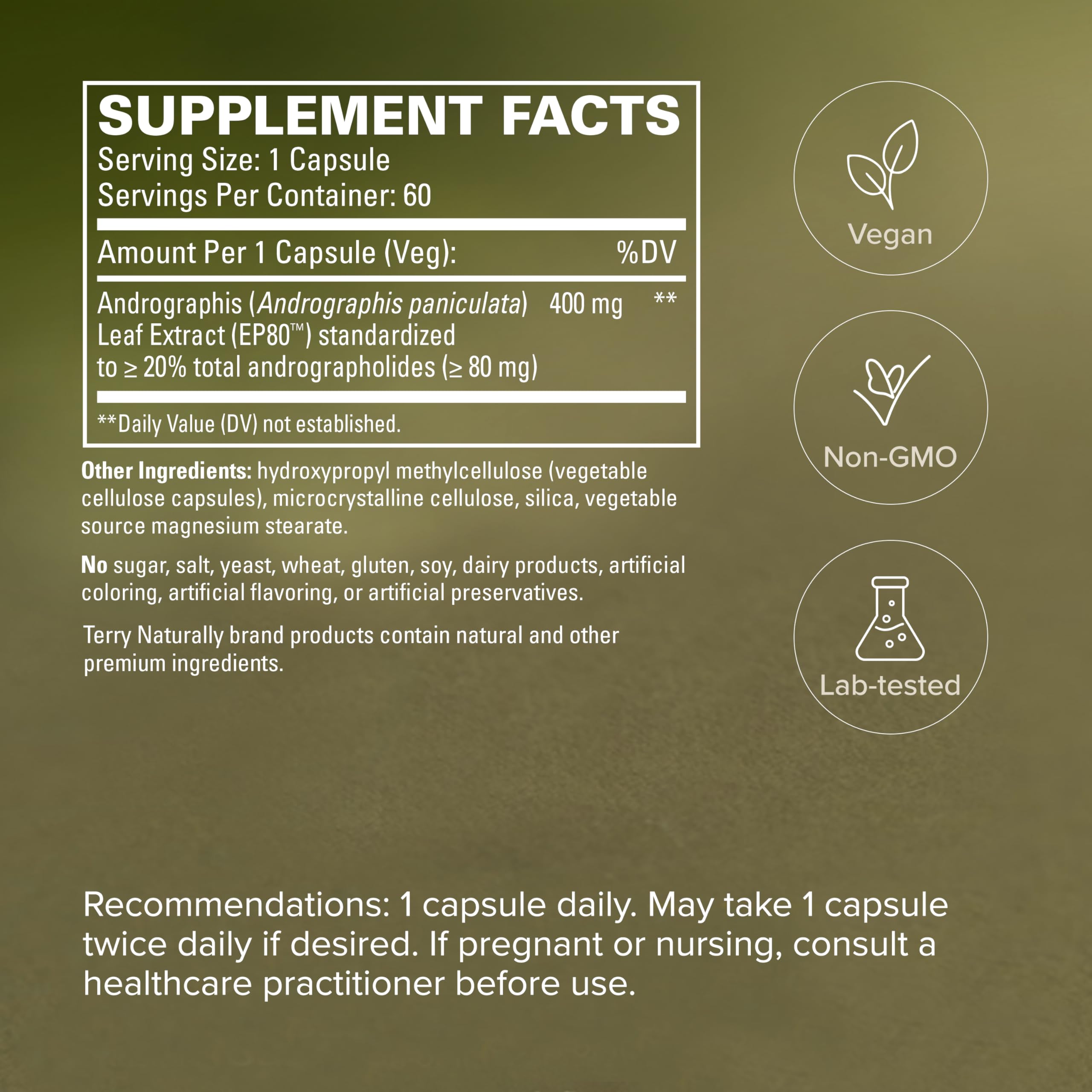 Terry Naturally Andrographis EP80 Extra Strength - Brain Health - 60 Count — Amazon image 5