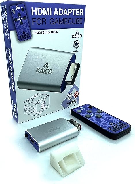 Gamecube HDMI Adapter Lead for the Nintendo Gamecube running GCVideo software. Supports 2x Line-Doubling and includes Remote Control. A simple Plug & Play Gamecube adapter solution by Kaico