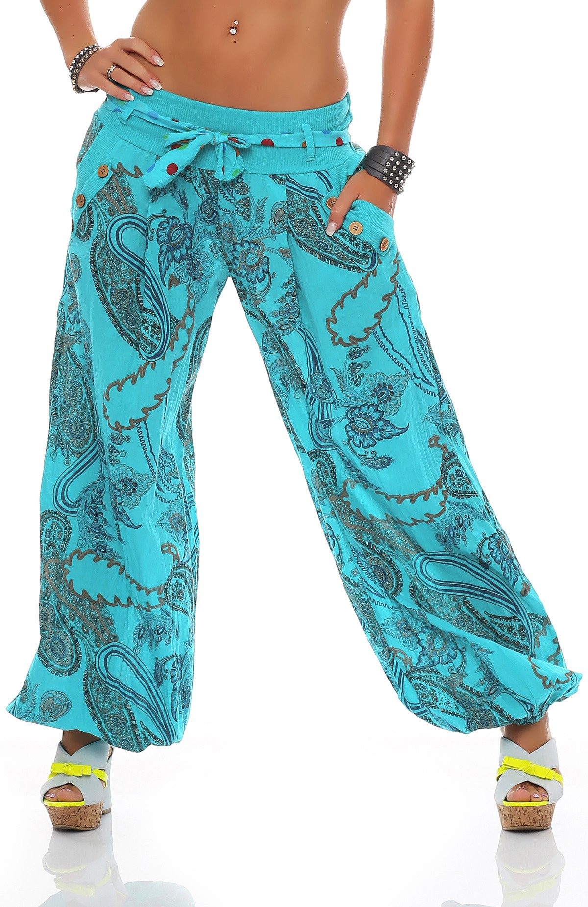 ZARMEXX Ladies Baggy Trousers Harem pants Summer pants harem pants Aladin Beach trousers Ornament-Print Cotton pants