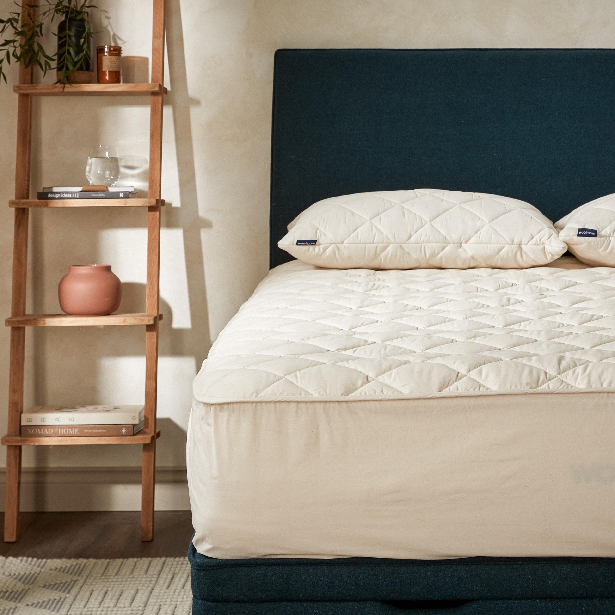 Woolroom Queen Mattress Protector, GOTS-Certified Organic British Wool - Hand-Crafted Bed Cover, Temperature Regulating, Machine Washable, Anti-Allergy - W60 x L80 Inches