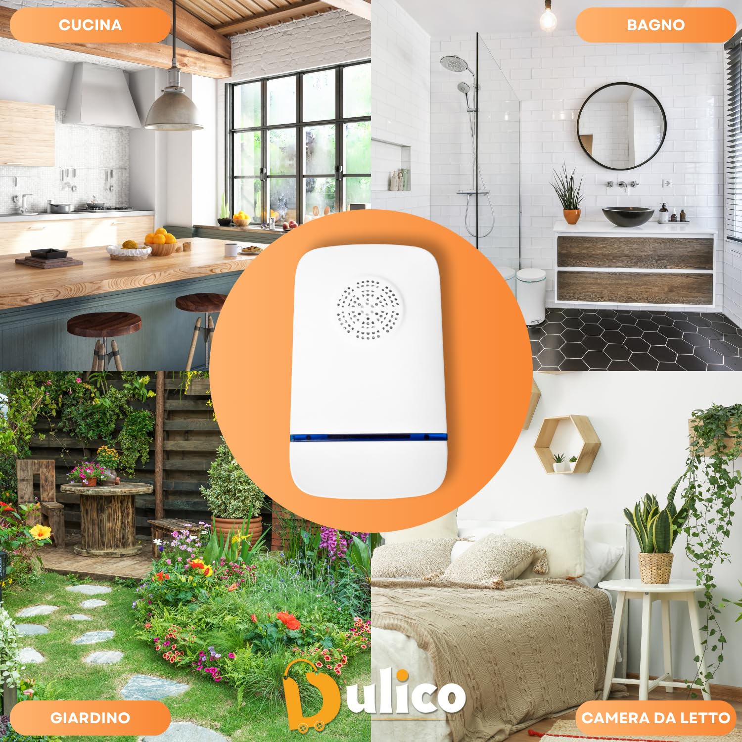 Ultrasuoni per topi Pack da 4 Dispositivo antizanzare ultrasuoni da Interno ed Esterno, ecopest Repellente per Topi, formiche, blatte, Ragni, cimici + Kit di cerotti per puntura di zanzare inclusa.