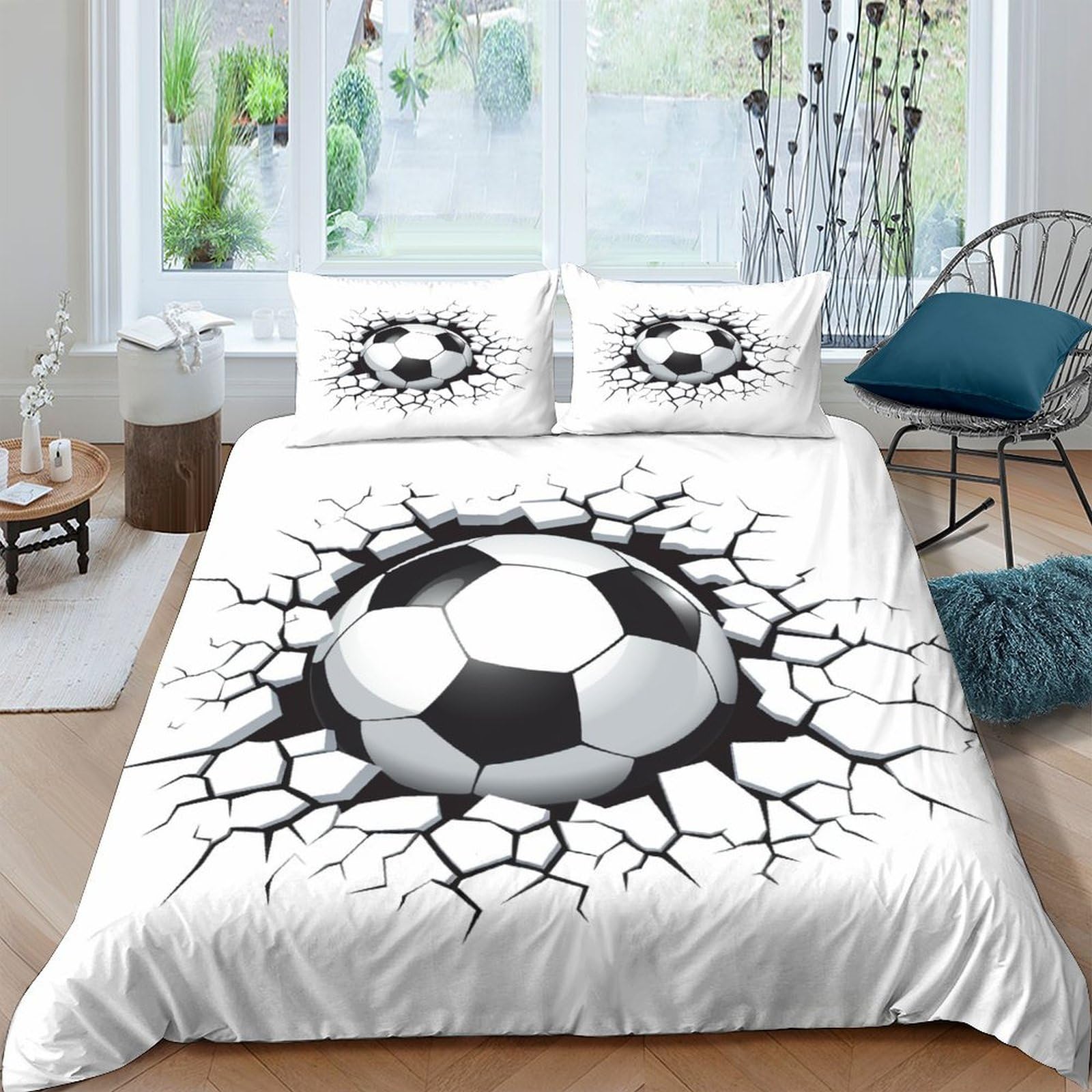Parure de lit 3 pièces housse de couette foot fermeture éclair 200x200
