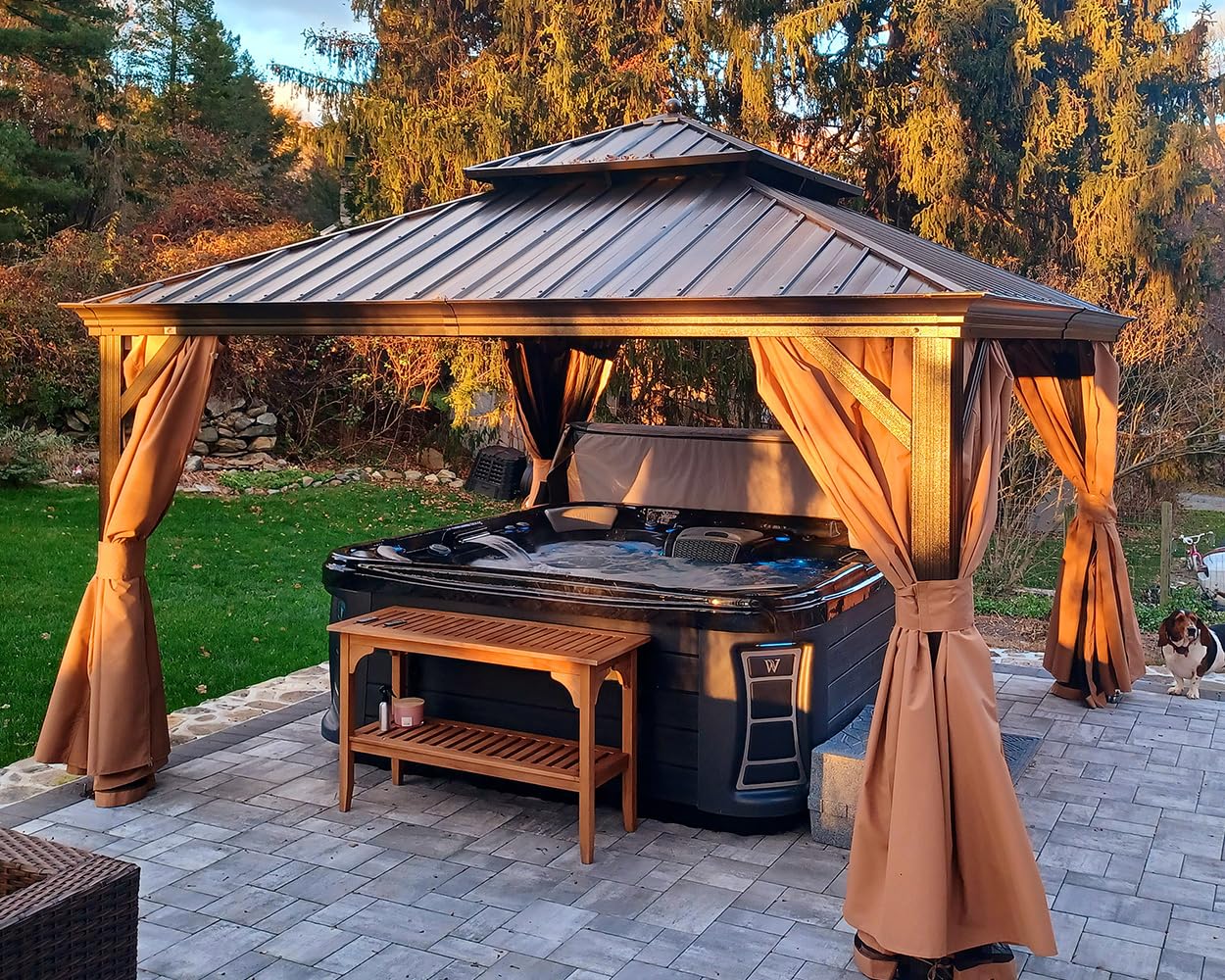 PURPLE LEAF Outdoor Hardtop Gazebo 13'x13' Bronze Metal 4.7" Wide Frame