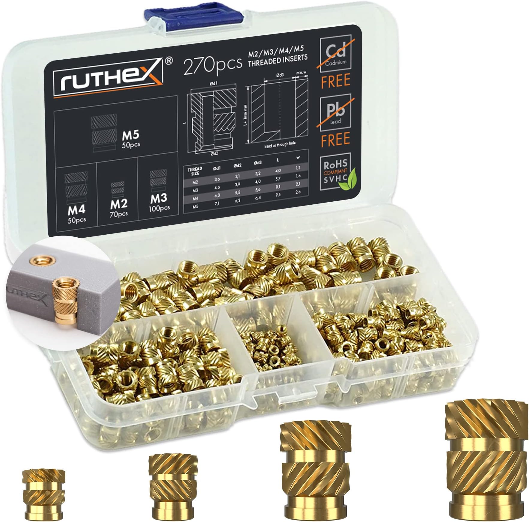 50 Stück M2.5 Abstandshalter Messing Gold - PCB Abstandshalter 14mm+6mm