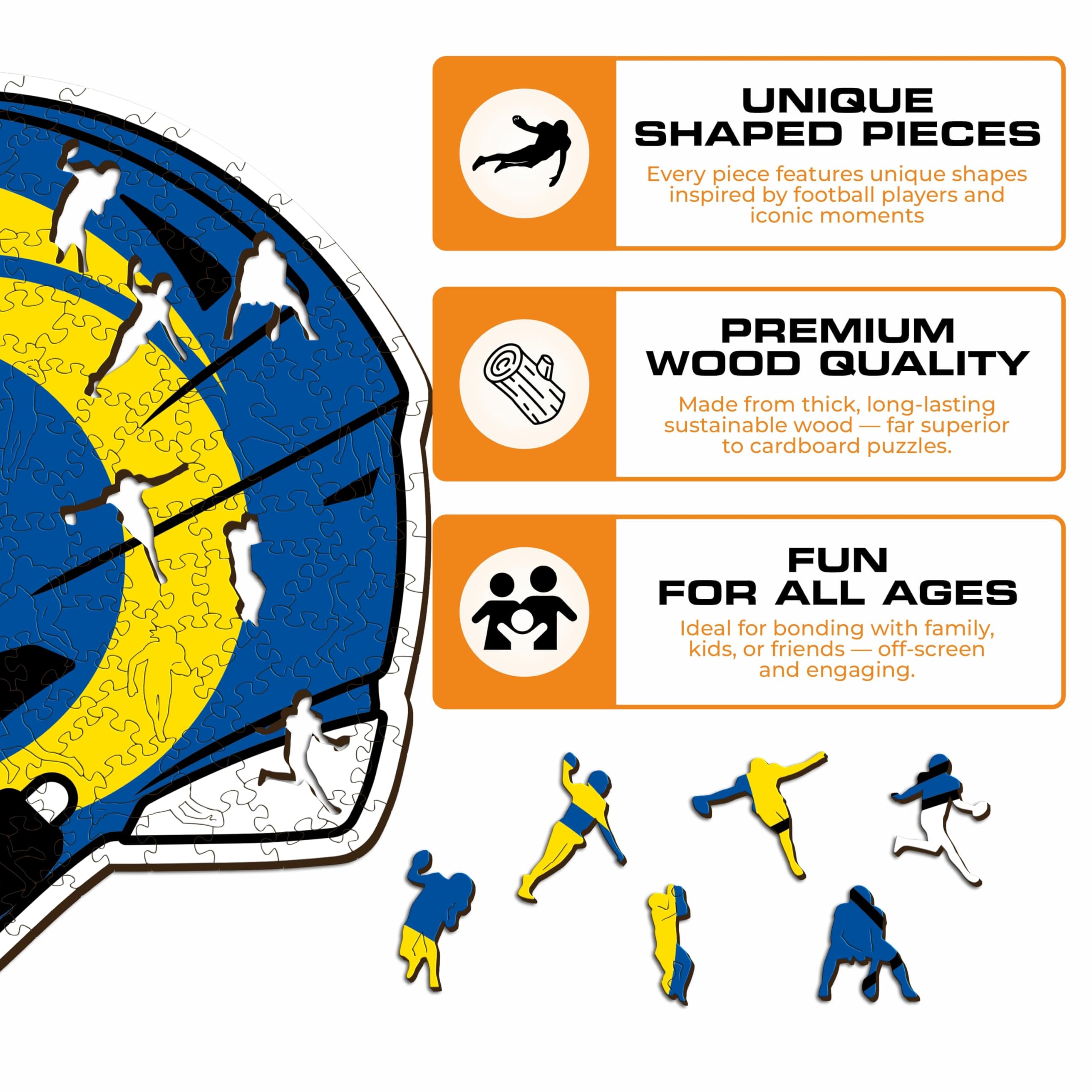 Iconic Puzzles -Oficjalnie licencjonowane 100% zrównoważone drewniane puzzle, Los Angeles Rams, M, 270 sztuk