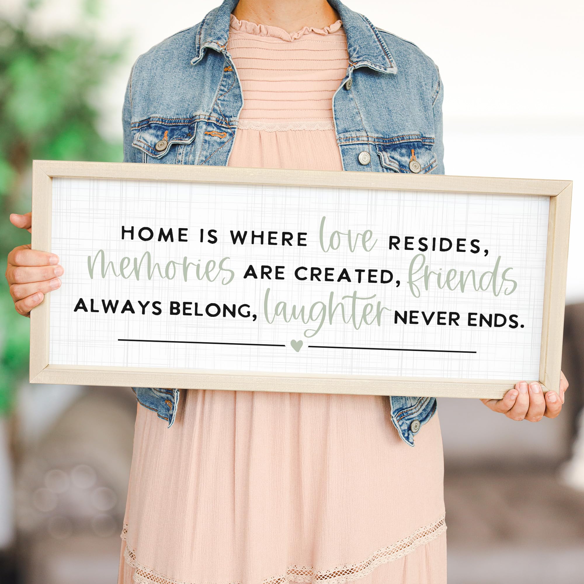 Targa In Legno Farmhouse "Home Is Where Love Resides" - Decorazione Parete 25x61 Cm, Simply Said