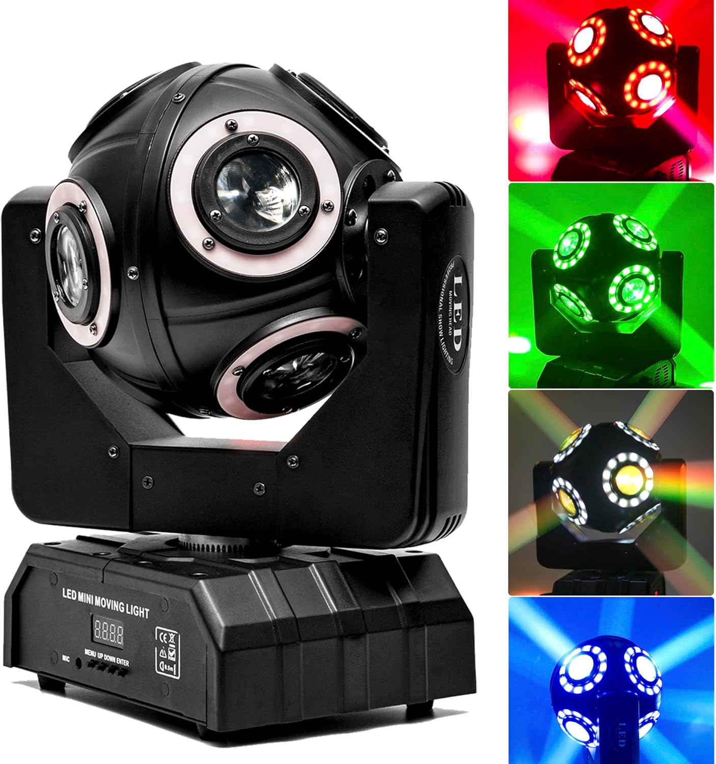 LED Moving Head DJ Lights Rotating Beam Lights Stage Lights Pin Spotlight Event Lights Sound Control Dmx512 Lights DJ KTV Disco Party Wedding Concert Festivals… (1Head Moving Light)