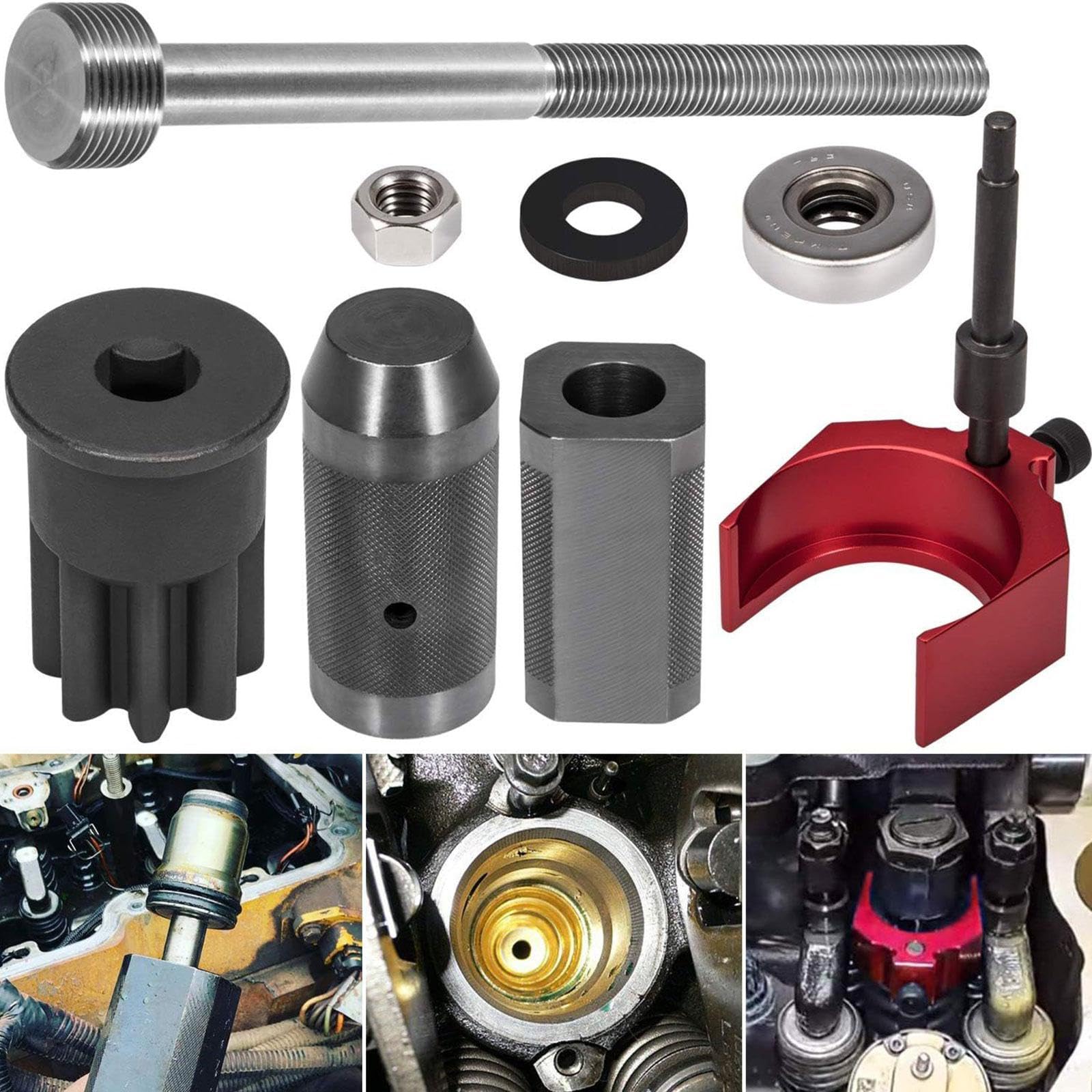 Set di 9 attrezzi per la rimozione della tazza dell'iniettore e l'installazione, per riparazione motori diesel Caterpillar 3406E, C-15, C-16