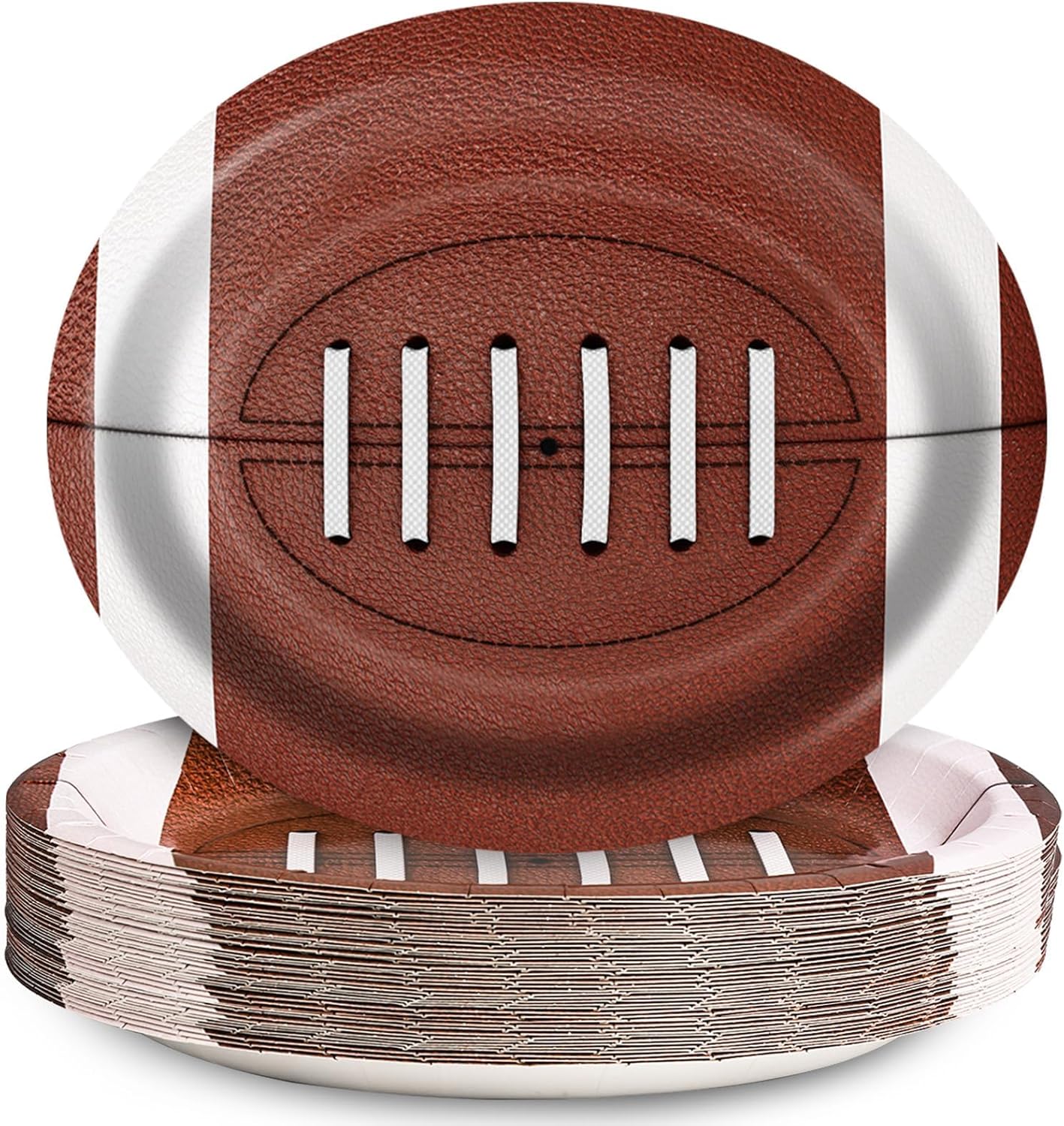 Football Oval Paper Plates 10" x 12",Large Disposable Heavy Duty Paper Plates American Sport Platters Rugby Bowls for Birthday Sports Event Gameday Carnivals Party Supplies,50 Guests