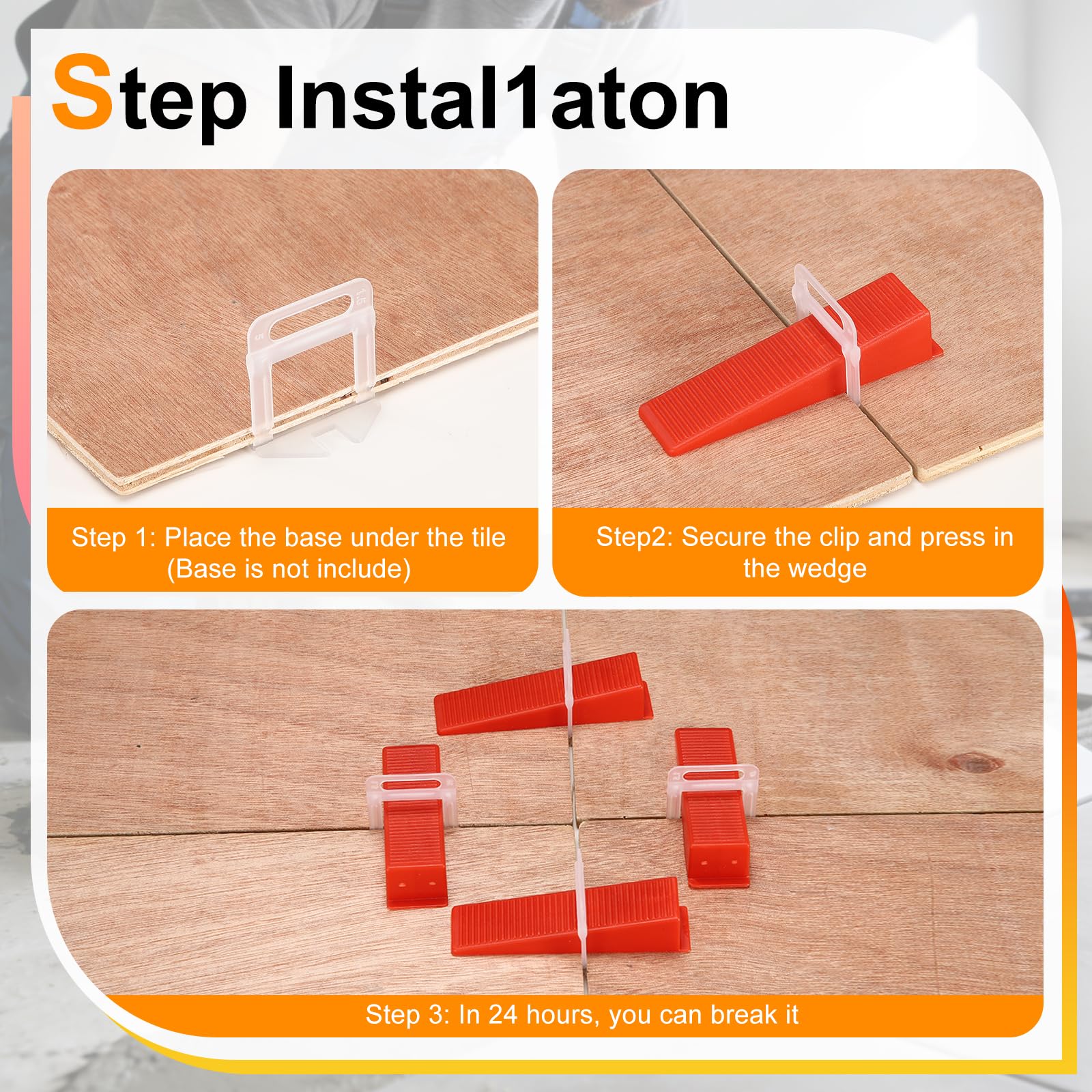 PATIKIL 400 cunei di livellamento riutilizzabili, distanziatori per livellamento piastrelle per installazione a parete in ceramica e installazione in pietra, rosso