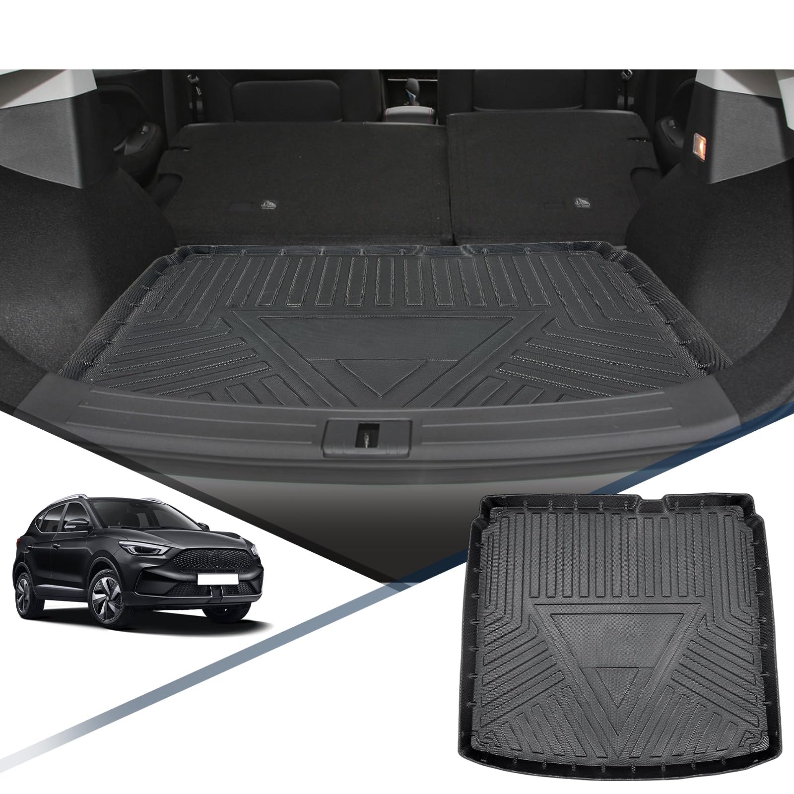 YEE PIN Rubber Car Boot Mat, Black, Custom Fit for MG ZS EV 2018-2023, Eco-Friendly TPE, Non-Slip, Maximum Coverage, Easy to Clean