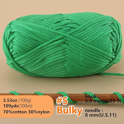 Miniatura 2 de Hilo para ganchillo, hilo suave de 3.53 oz para ganchillo, hilo de ganchillo para suéter, sombrero, calcetines, mantas (verde)