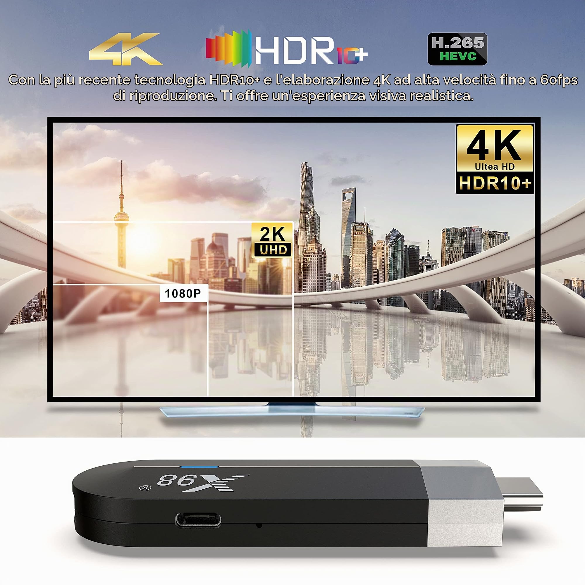 ZUMKUNM X98 S500 Smart TV Stick Android 11 Amlogic Quad Core 64bit 4GB RAM 32GB eMMC Rom 4K UHD AV1 Dual WIFI 2.4G 5.8G Bluetooth 3D HDR HLG Support