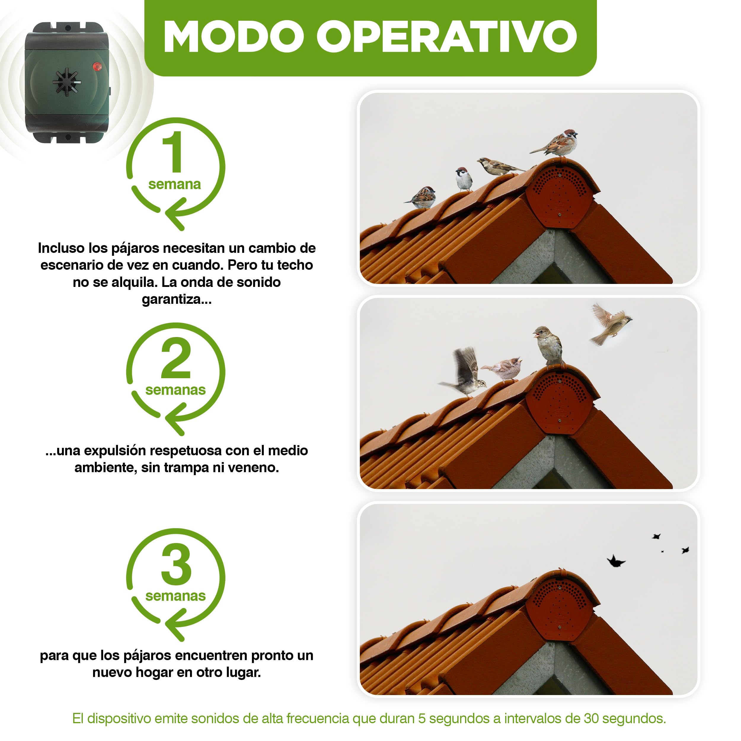 ISOTRONIC Repelente Ultrasónico de Aves — A Pilas para Palomas, Gorriones y Gaviotas — Ideal para Balcones, Azoteas y Jardines — Alcance Efectivo 40 m² — Pack de 2 Unidades