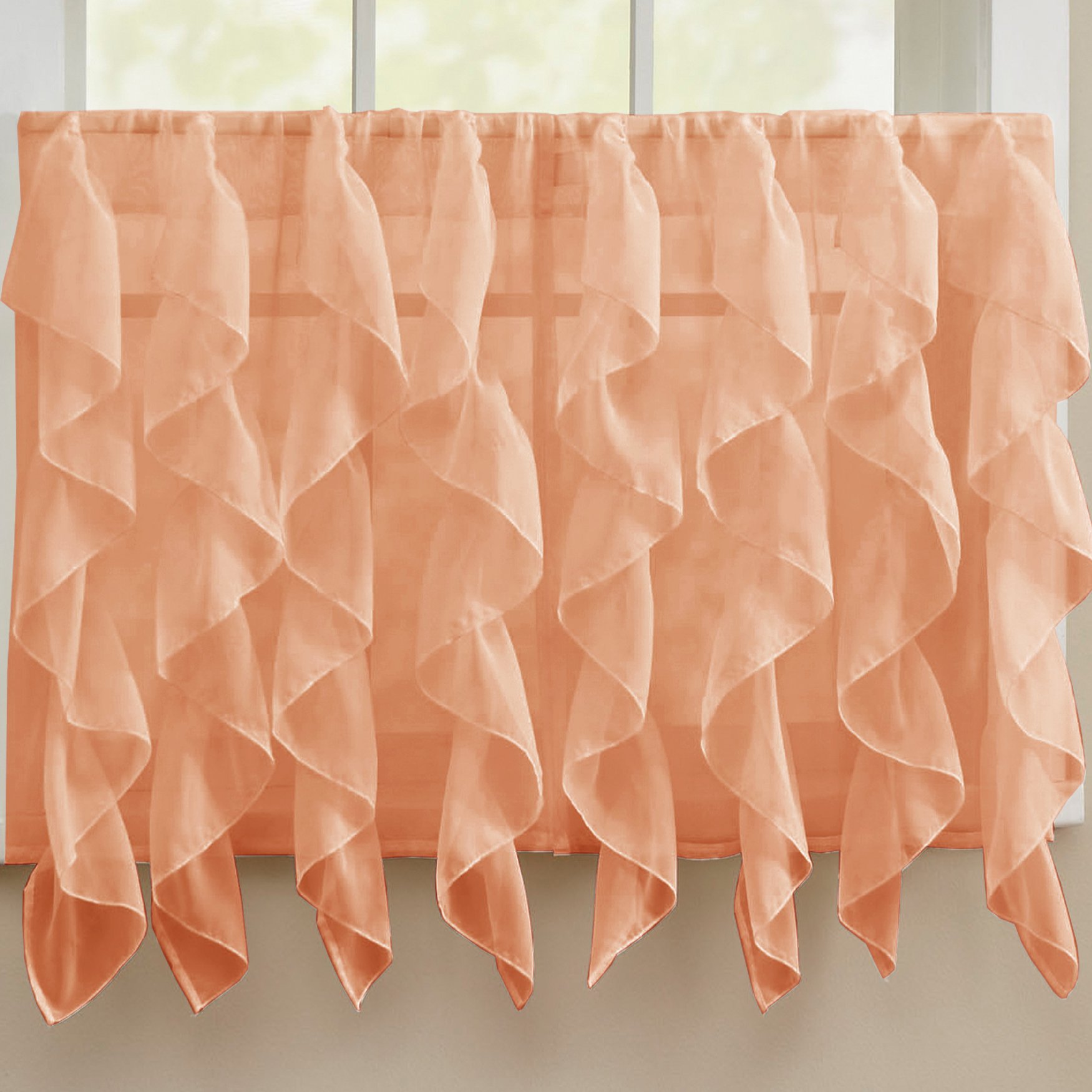Sweet Home Collection Kitchen Curtains for Windows 40+ Styles &amp; Colors Swag, Valance, Tier Sets &amp; Panels Cafe Curtains for Farmhouse, Rustic, Modern Décor, Sheer Spice, 36" Tier