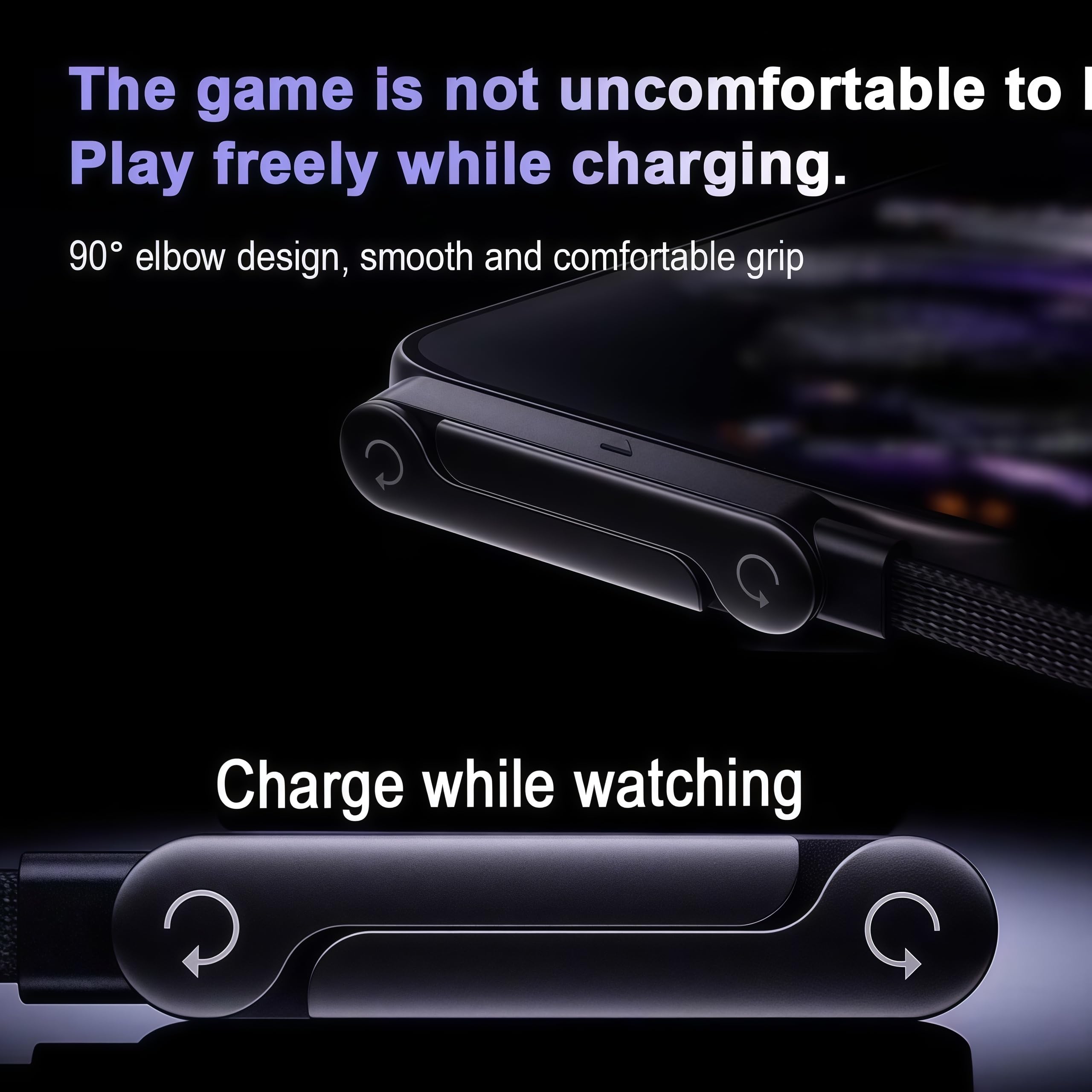 Kitbox Cavo USB C a USB C 240W con supporto telefono pieghevole – Ricarica rapida PD 240W, design a T per carica stabile, cavo intrecciato 1,5 m, uso orizzontale e verticale - 5