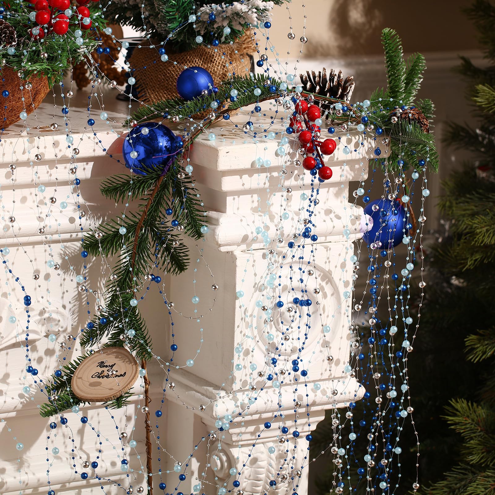 Amazon.co.jp: Pangda 177フィート クリスマスツリービーズ ガーランド